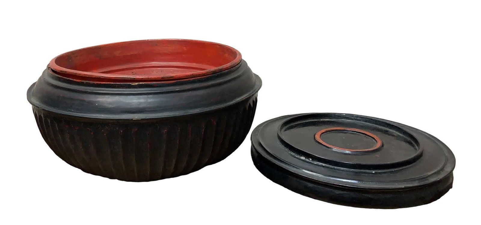 Antique Burmese Black Monk Offering Bowl Set - 3