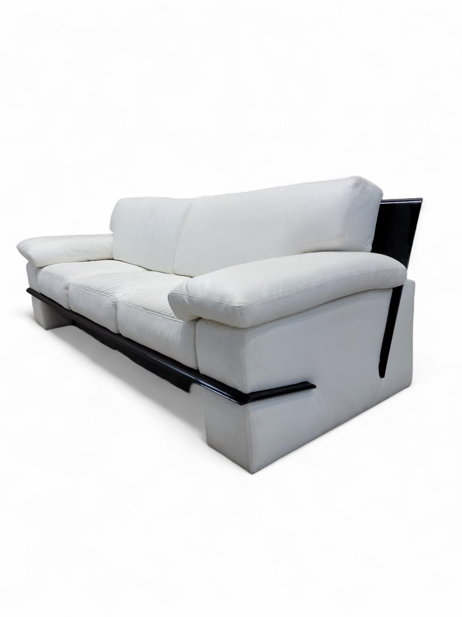 Vintage Postmodern Italian Black Lacquer Wide Arm Sofa - 2