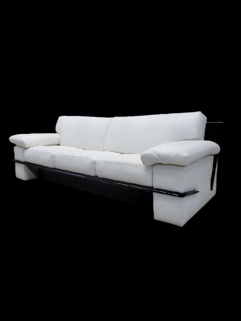Vintage Postmodern Italian Black Lacquer Wide Arm Sofa - 6