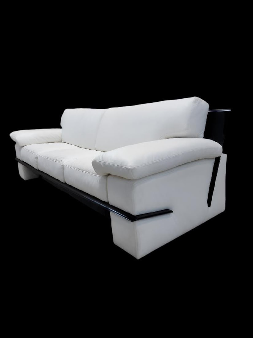 Vintage Postmodern Italian Black Lacquer Wide Arm Sofa - 7