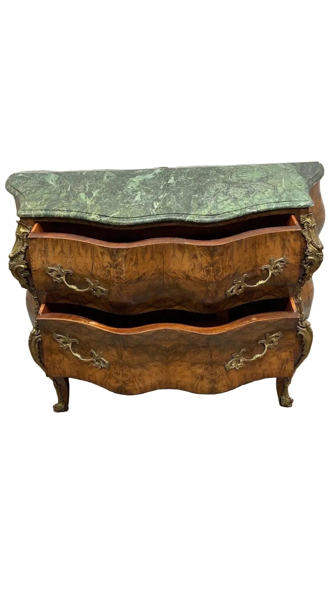 Vintage French Louis XV Style Bombe Commode Chest - 3