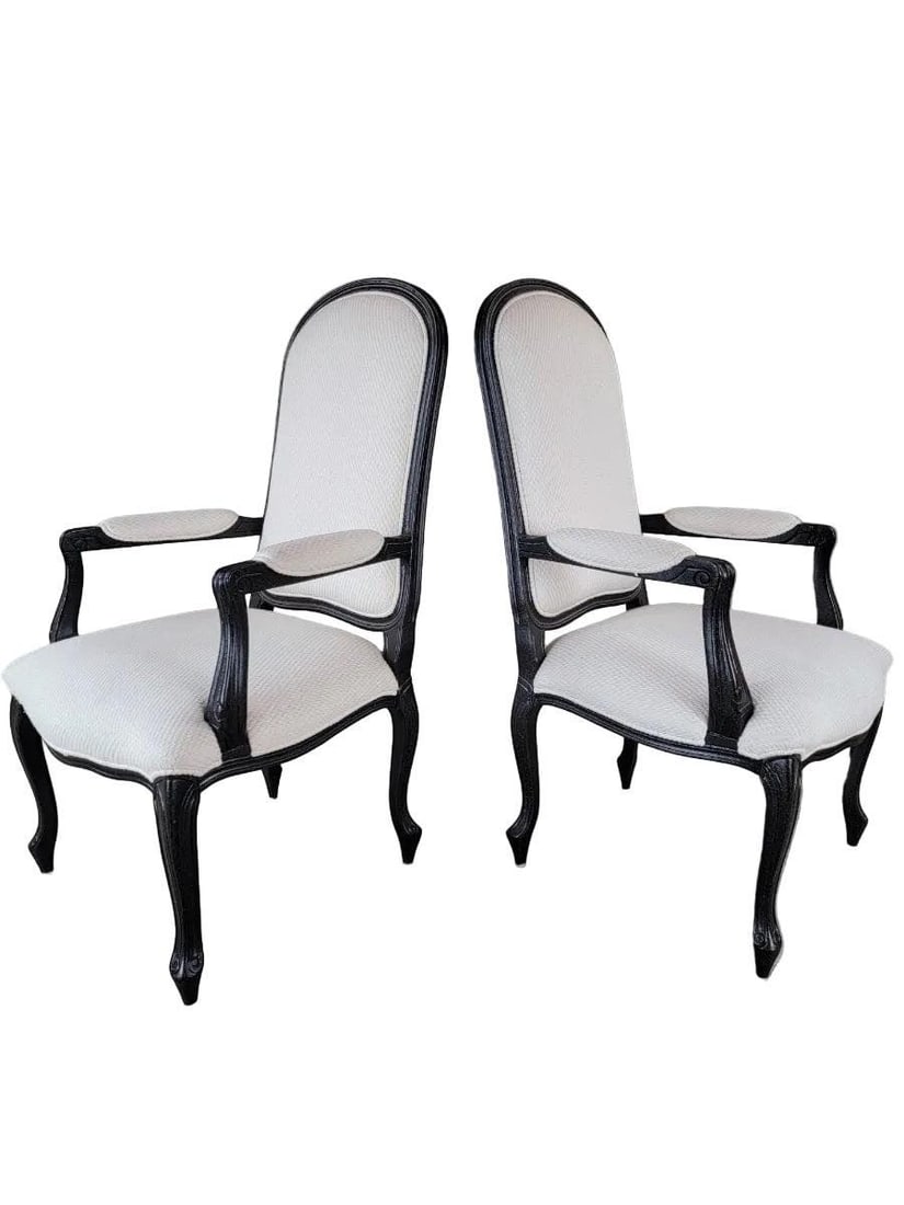 Vintage Contemporary High Back Armchairs - Pair - 2