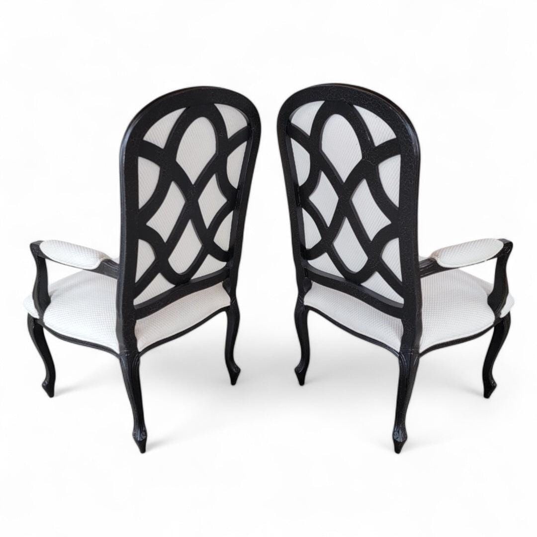Vintage Contemporary High Back Armchairs - Pair - 4