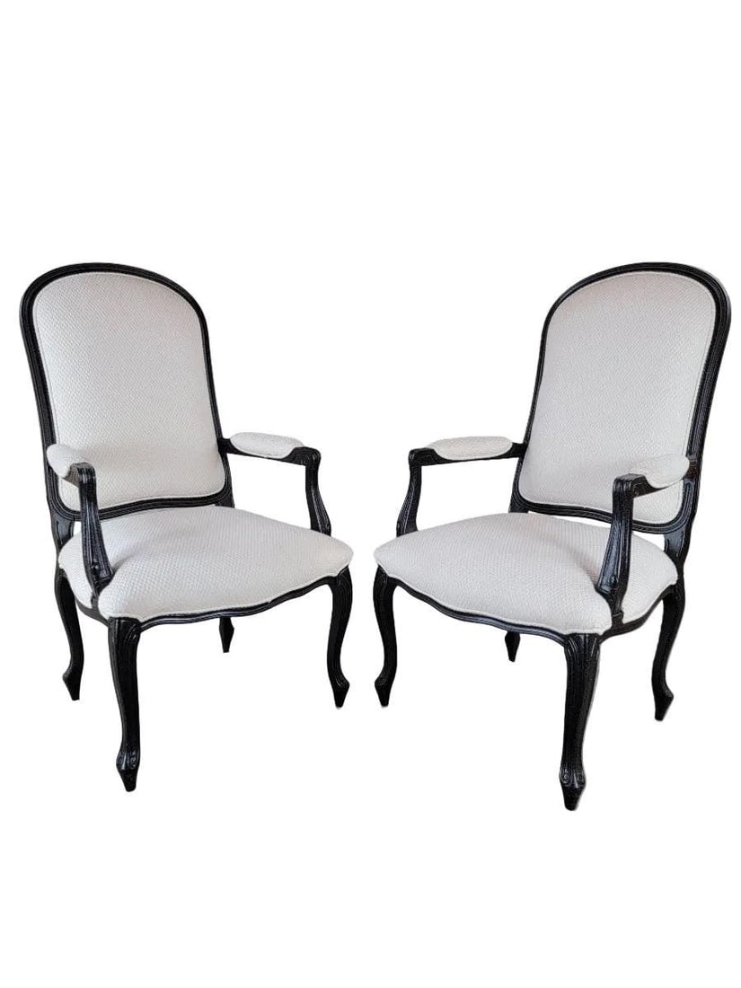 Vintage Contemporary High Back Armchairs - Pair - 5