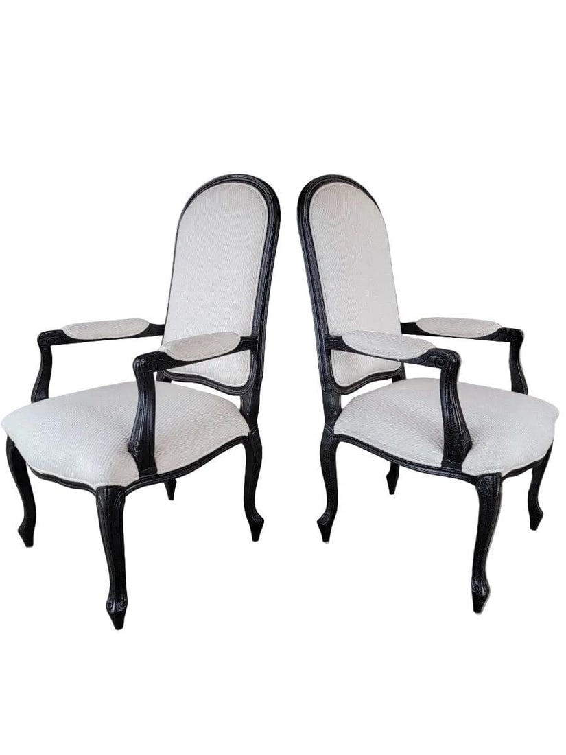 Vintage Contemporary High Back Armchairs - Pair - 6