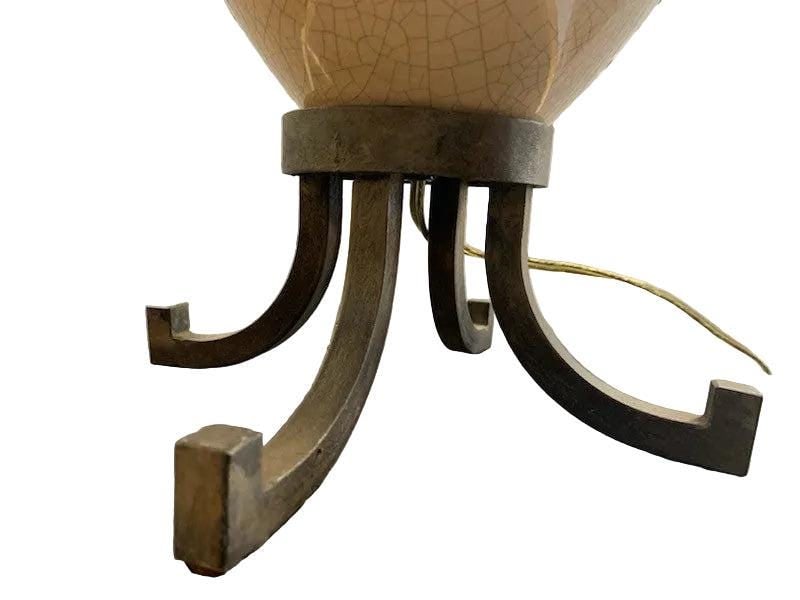 Vintage Karl Springer Style Ceramic Table Lamps With Metal Shades - Pair - 6