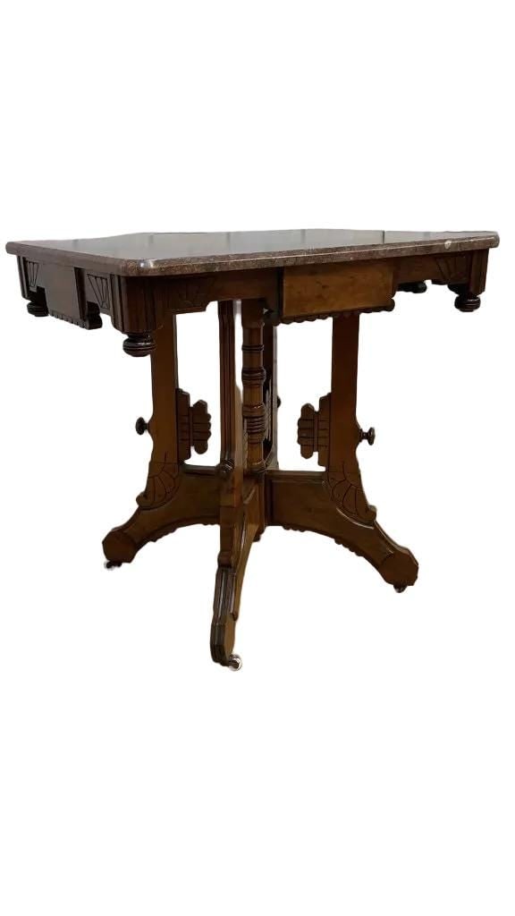 Antique Victorian Eastlake Style Carved Accent Table - 2