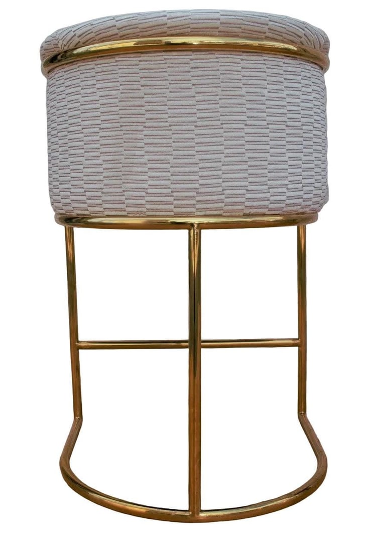 Mid Century Modern Barrel Back Bar Stools Newly Reupholstered - Set of 3 - 7