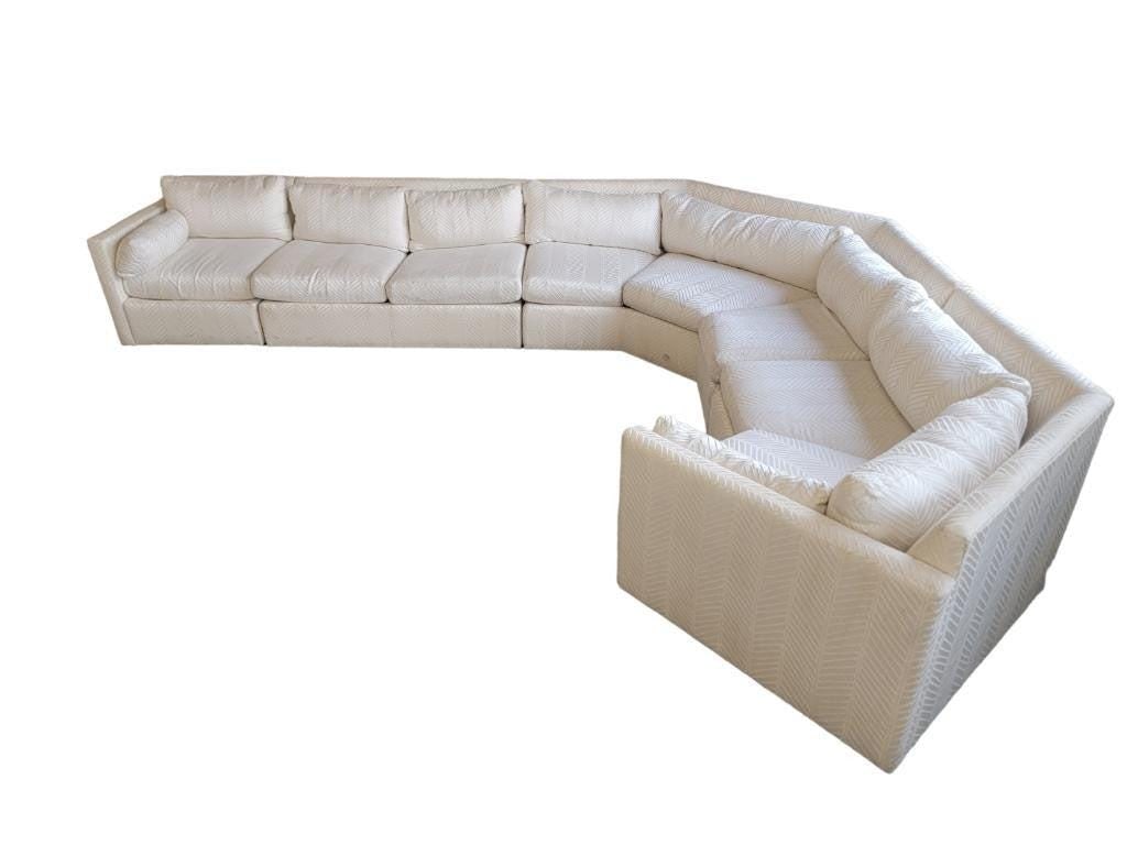 MCM Milo Baughman Style Hexagonal Curved Sectional Sofa by Drexel - 2