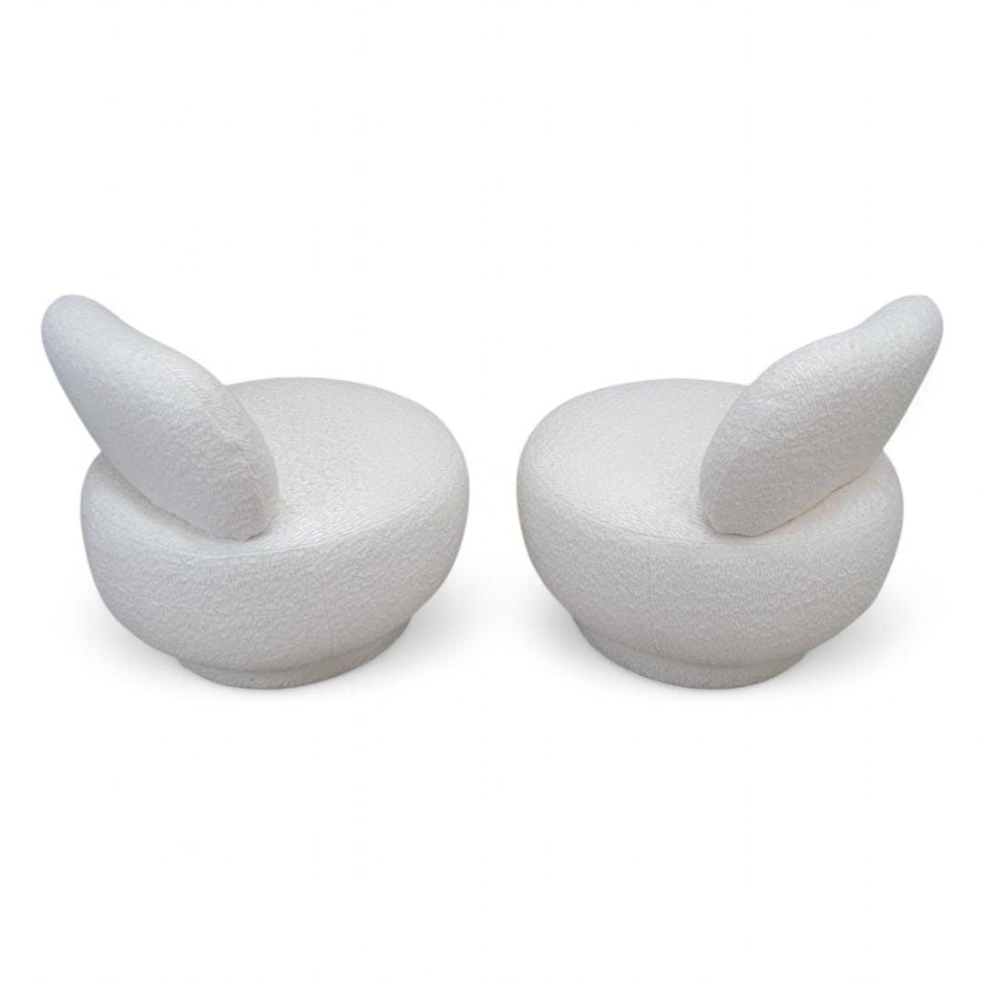 Postmodern Steve Chase Style Swivel Pouf Lounge Chair Reupholstered - Pair - 4