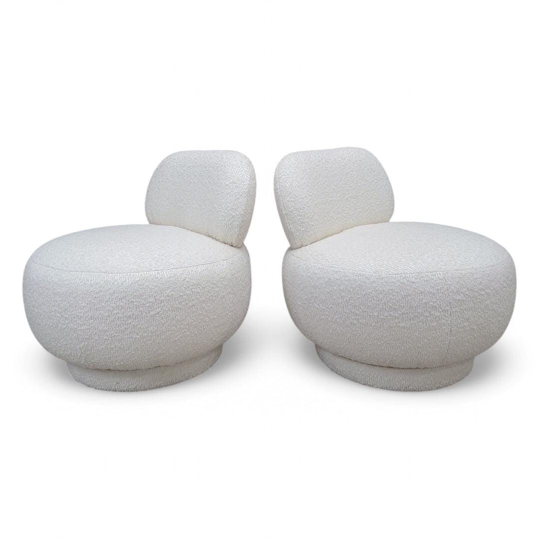 Postmodern Steve Chase Style Swivel Pouf Lounge Chair Reupholstered - Pair - 5