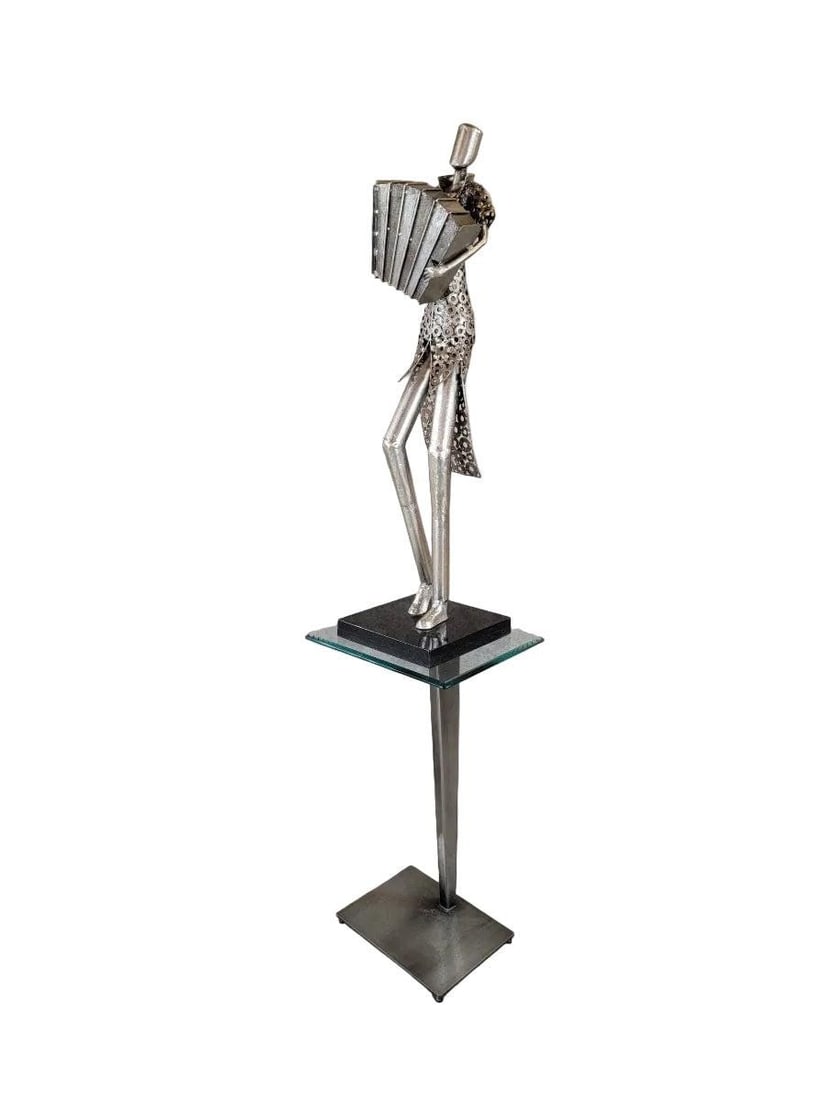 Vintage Metal Art Organ Player Statue - 4
