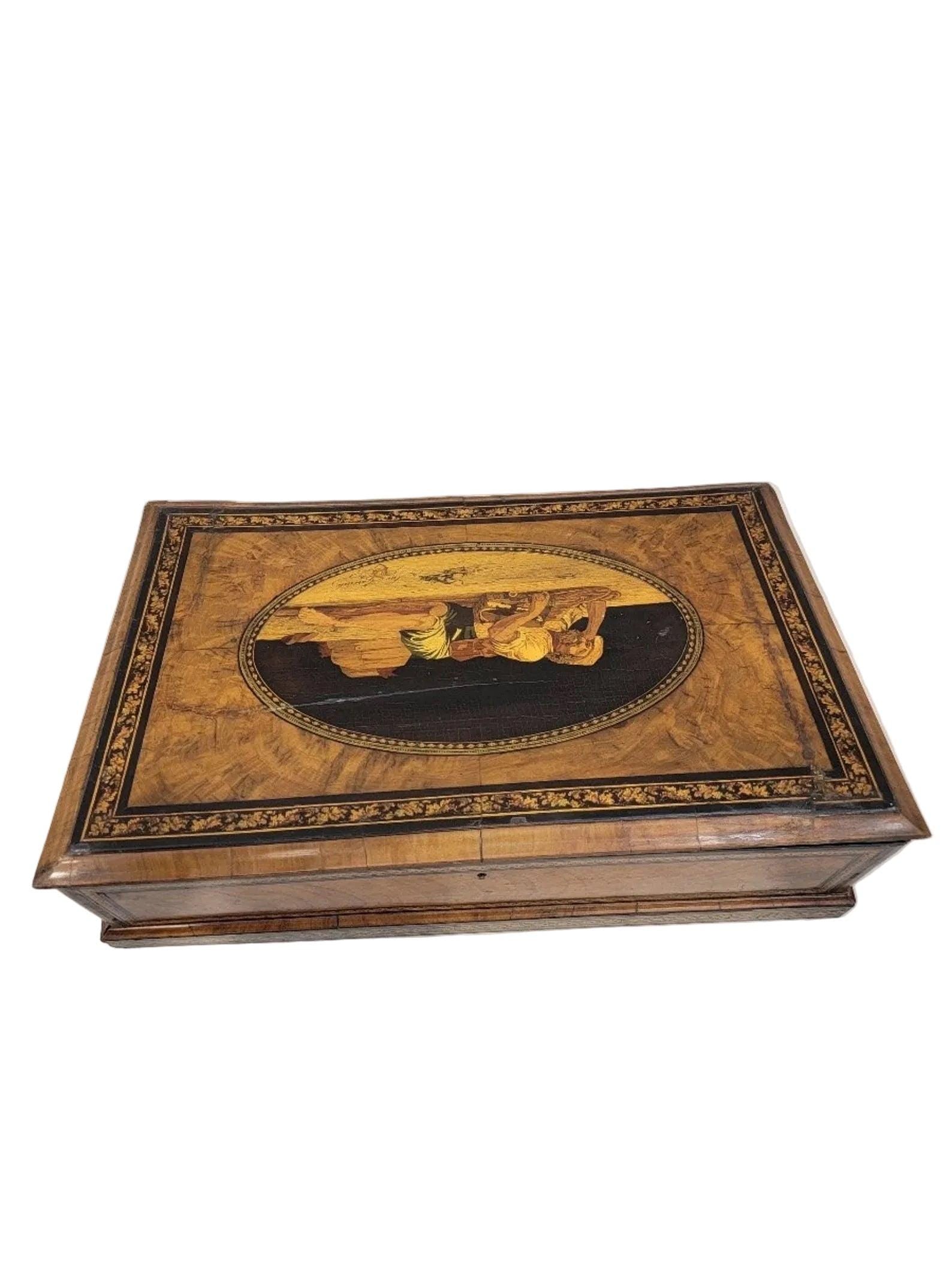 Antique Italian Mahogany Inlaid Angled Lap Desk - 6