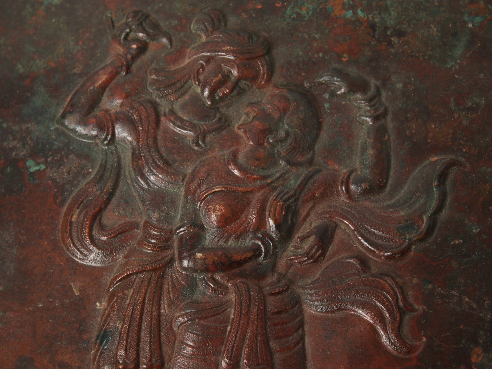 Dancing Radha Krishna Idol | Vintage Copper Sculpture - 2