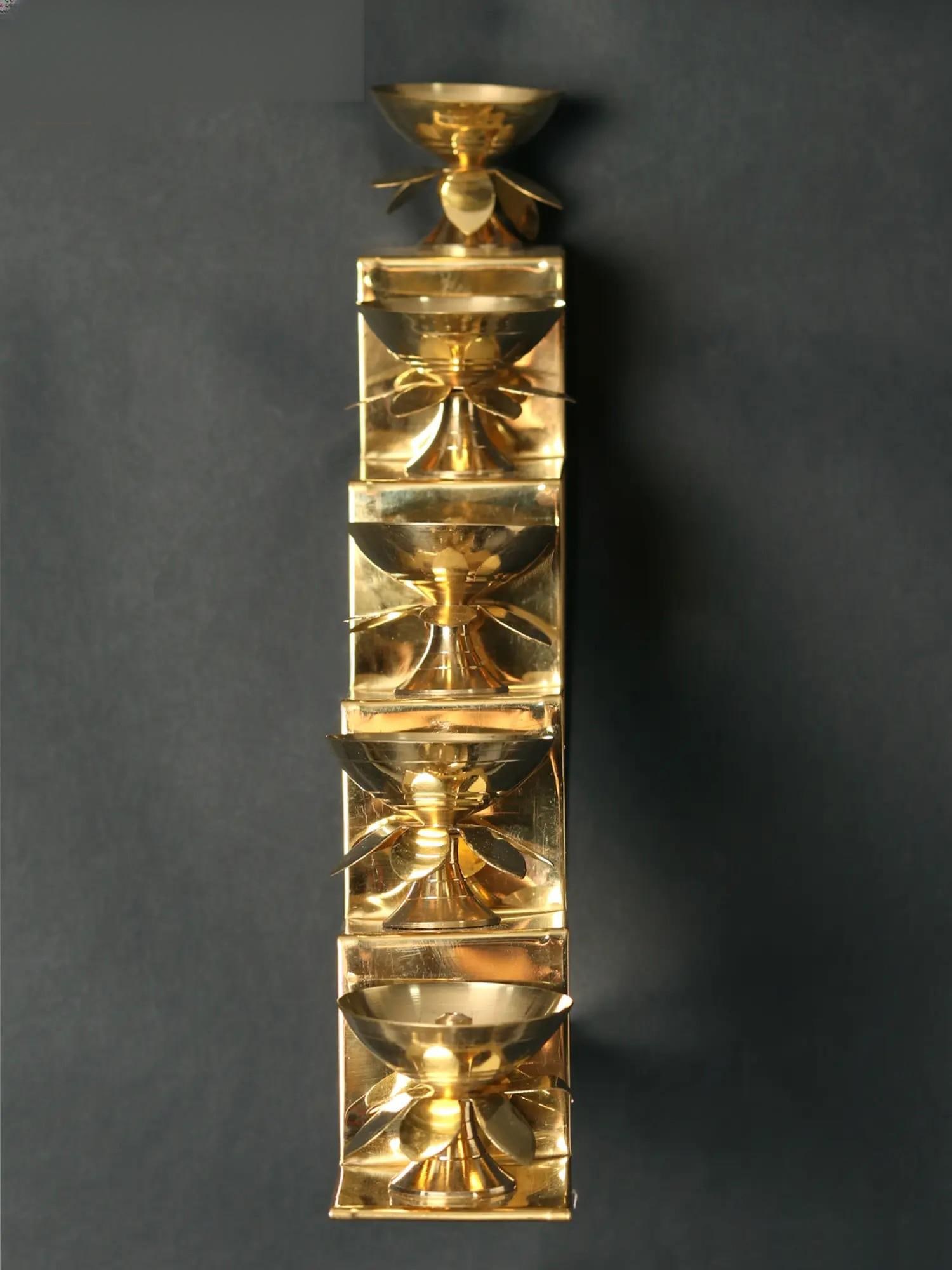 Brass Set of Five Lamps on Steps | Wall Hanging / Table Piece - 2