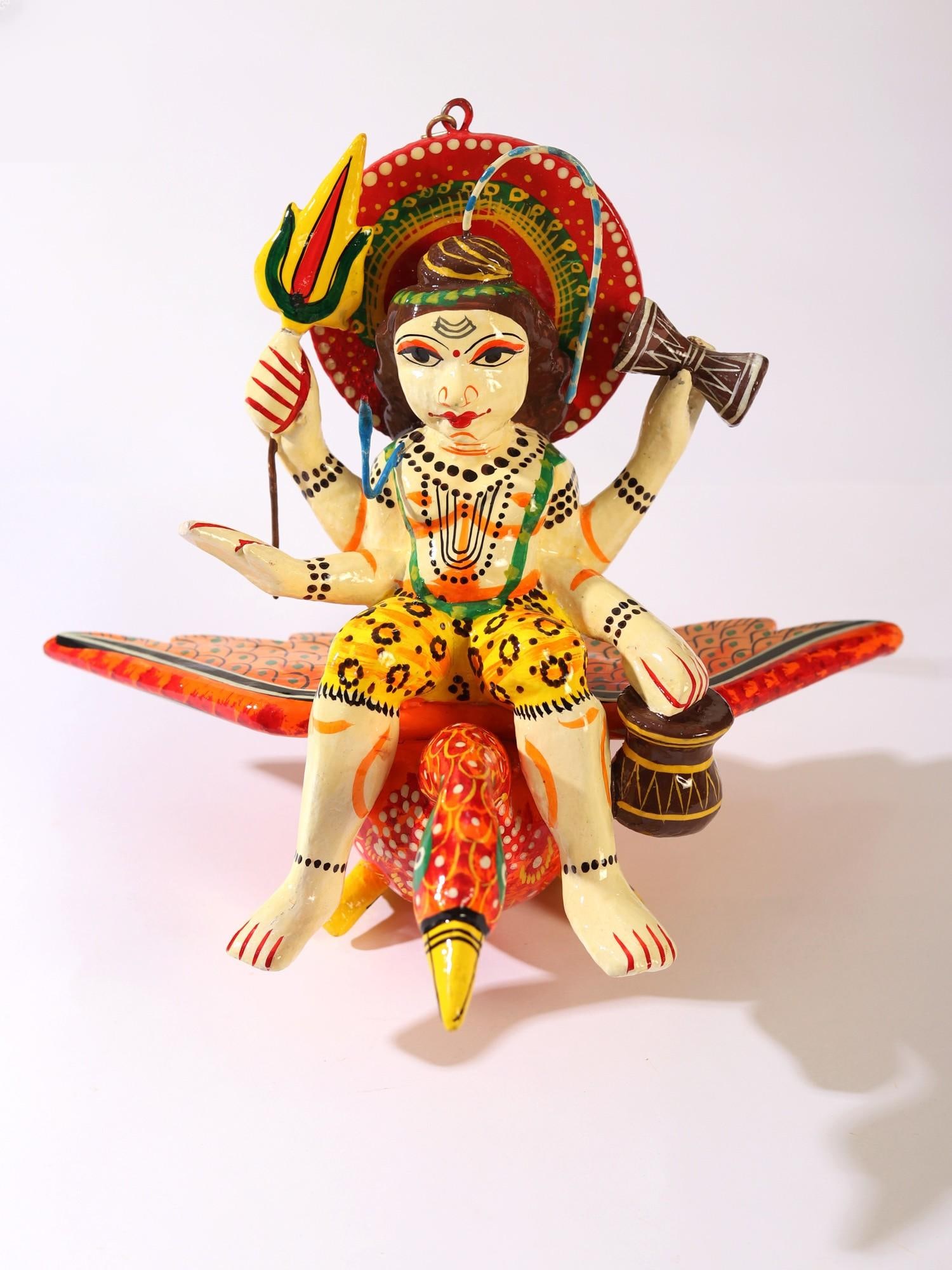 Lord Shiva Wood Sculpture Wall Hanging (Varanasi Folk Art) - 2