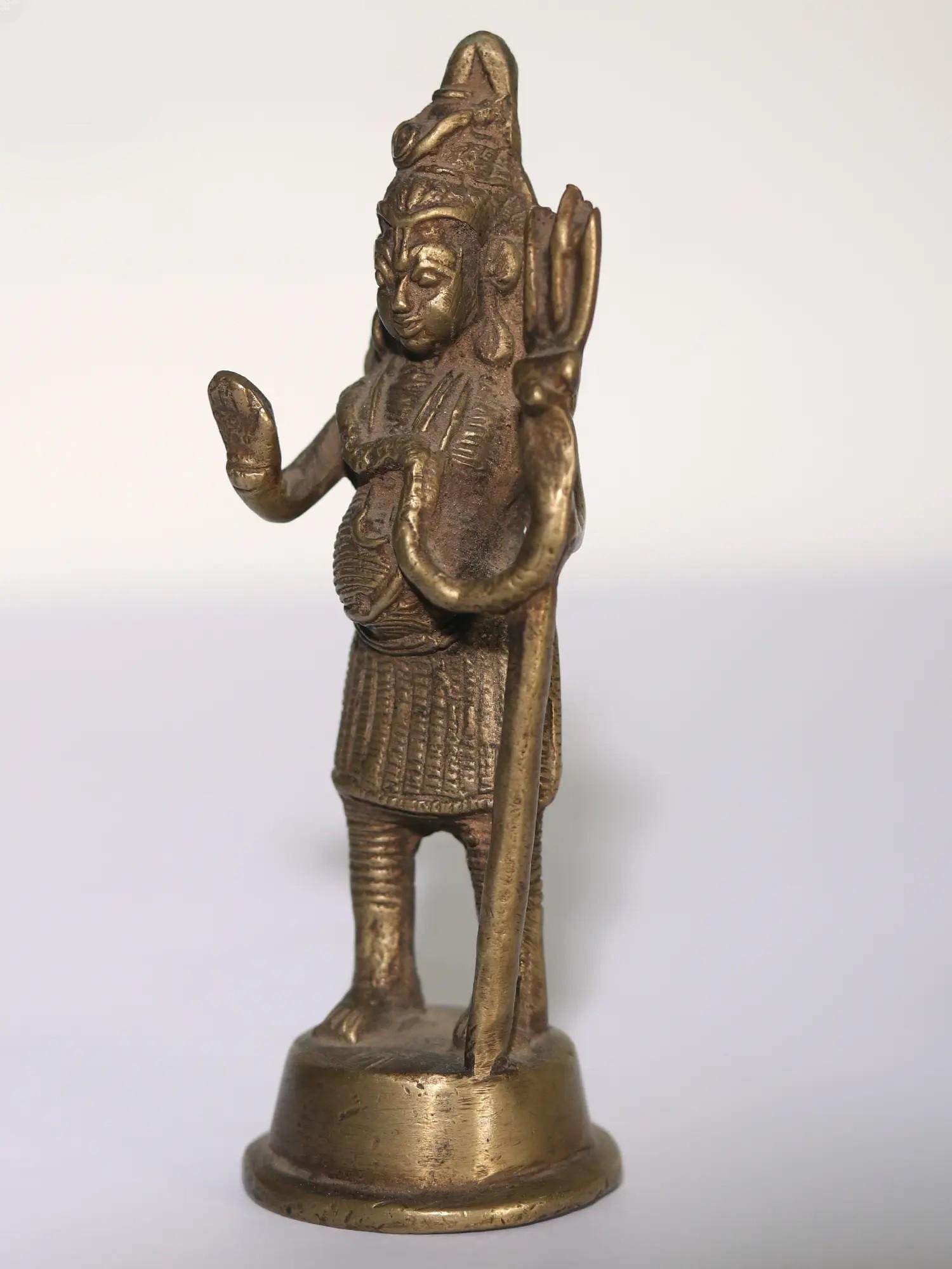 4" Small Lord Shiva Brass Statue - 2