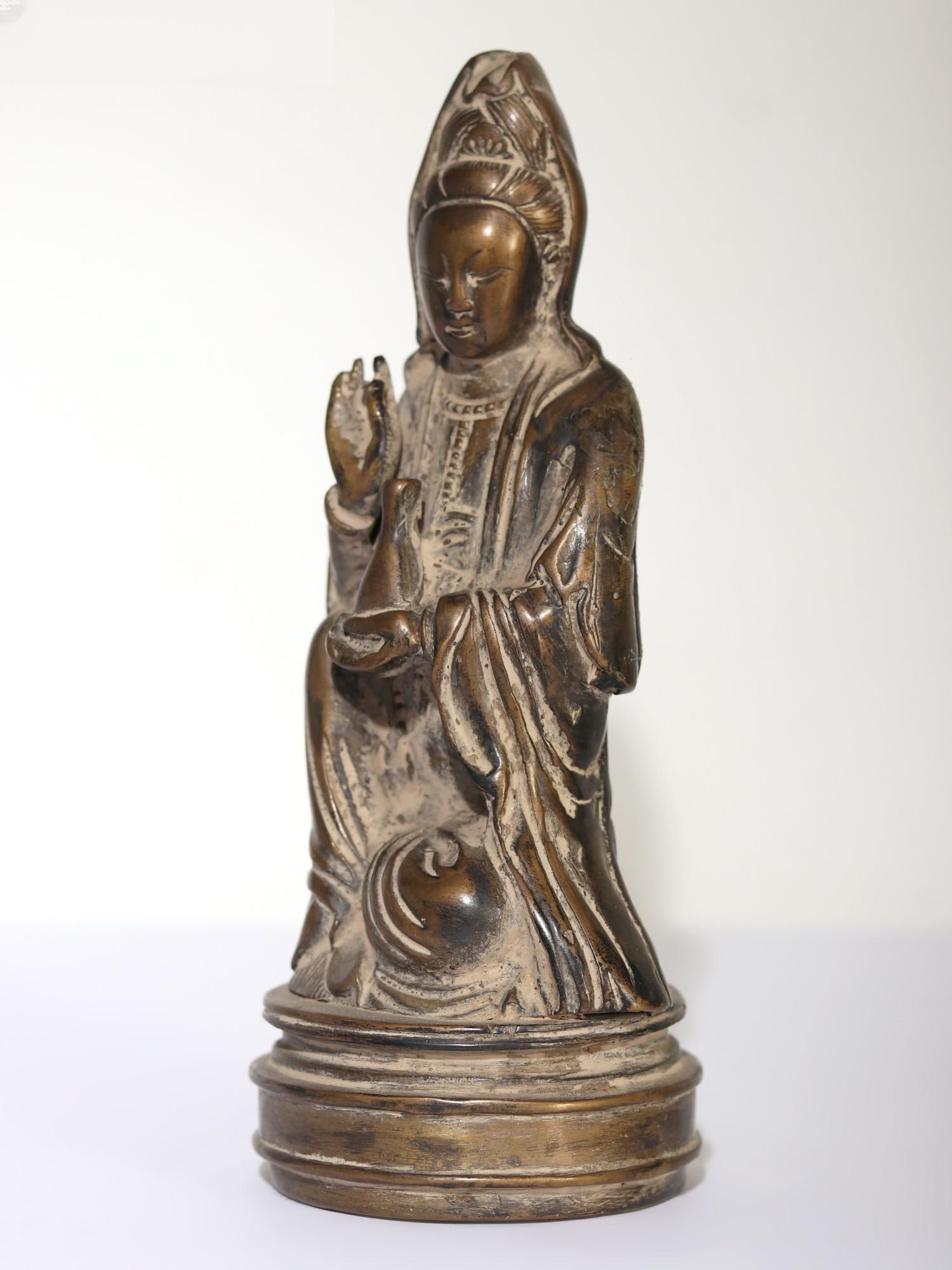 8" Goddess Guanyin | Brass Statue - 2