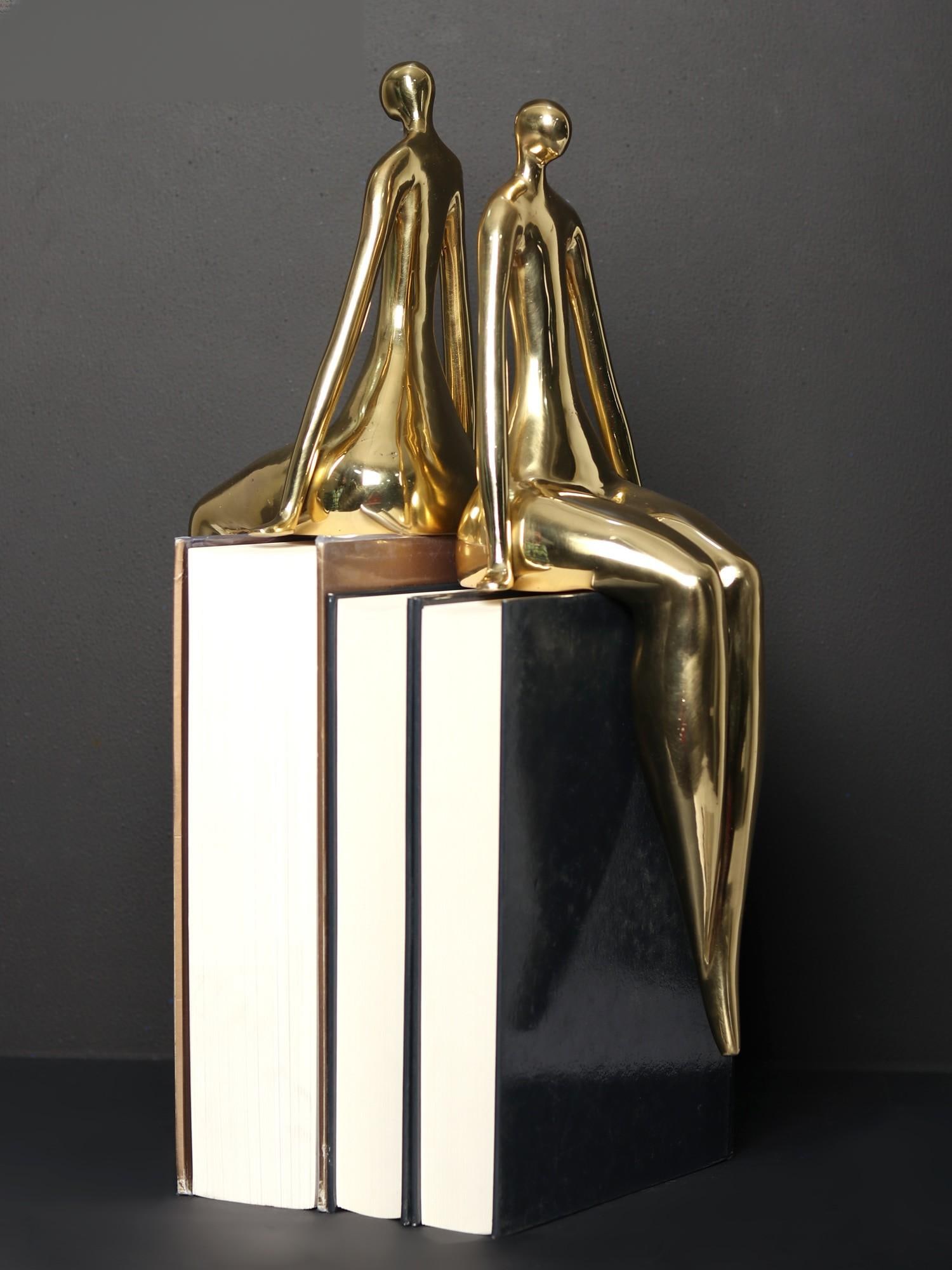 Seated Couple Figure Idol | Handmade Brass Statue | Made in India - 2