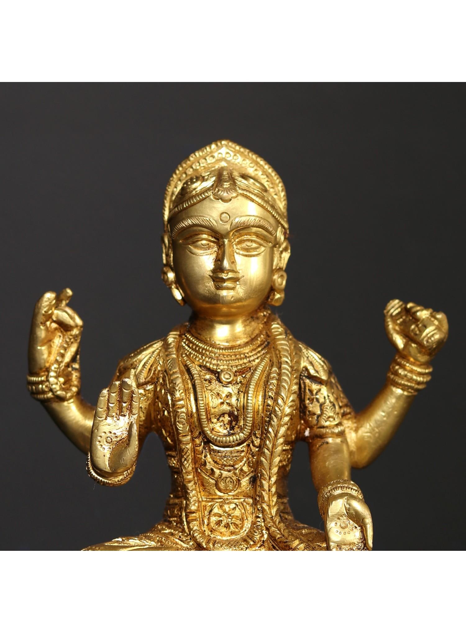 6" Hindu Goddess Balambika (Bala Tripurasundari) | Brass Statue - 2