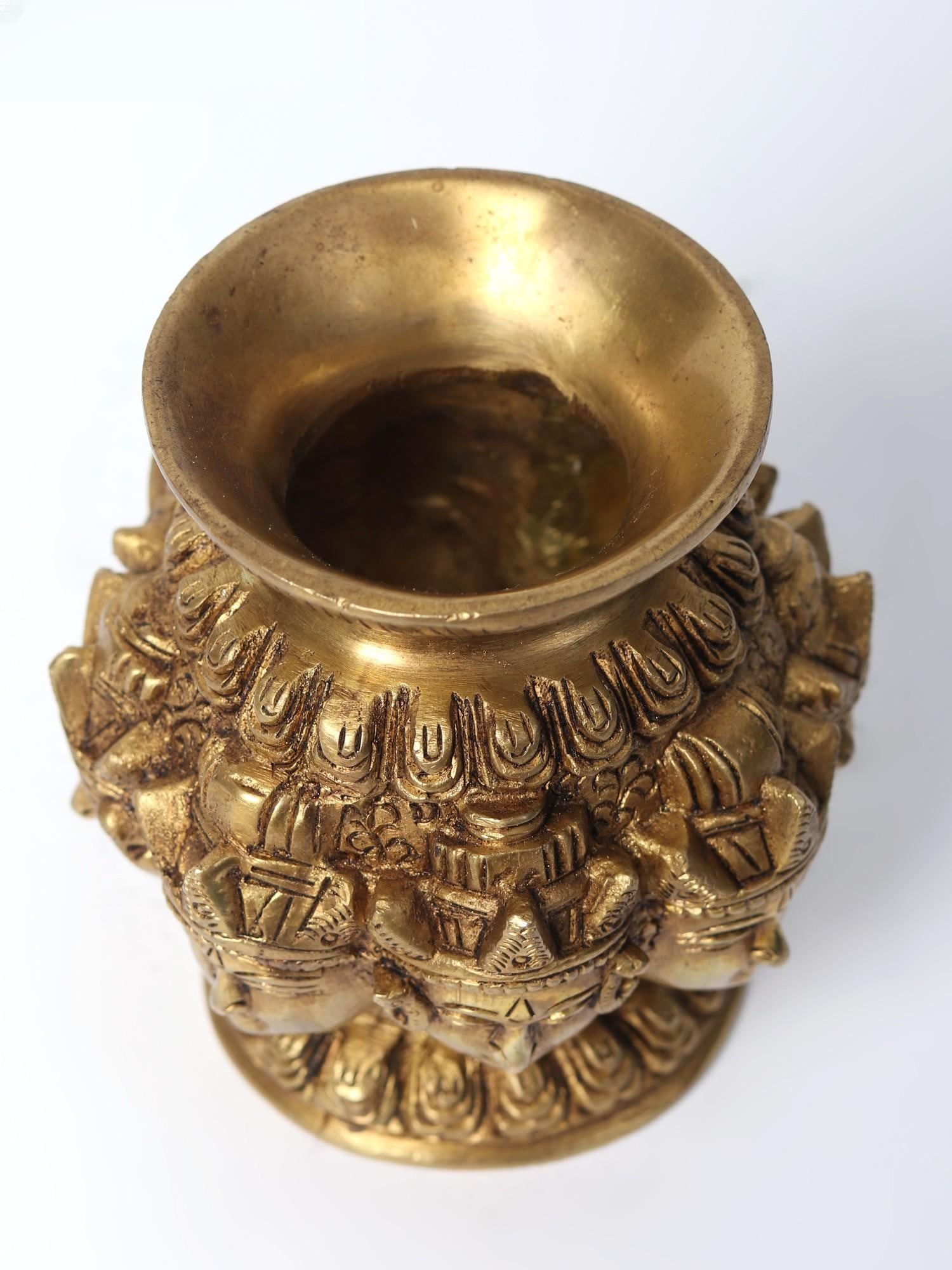 3" Brass Ashtalakshmi Face Puja Kalash - 2