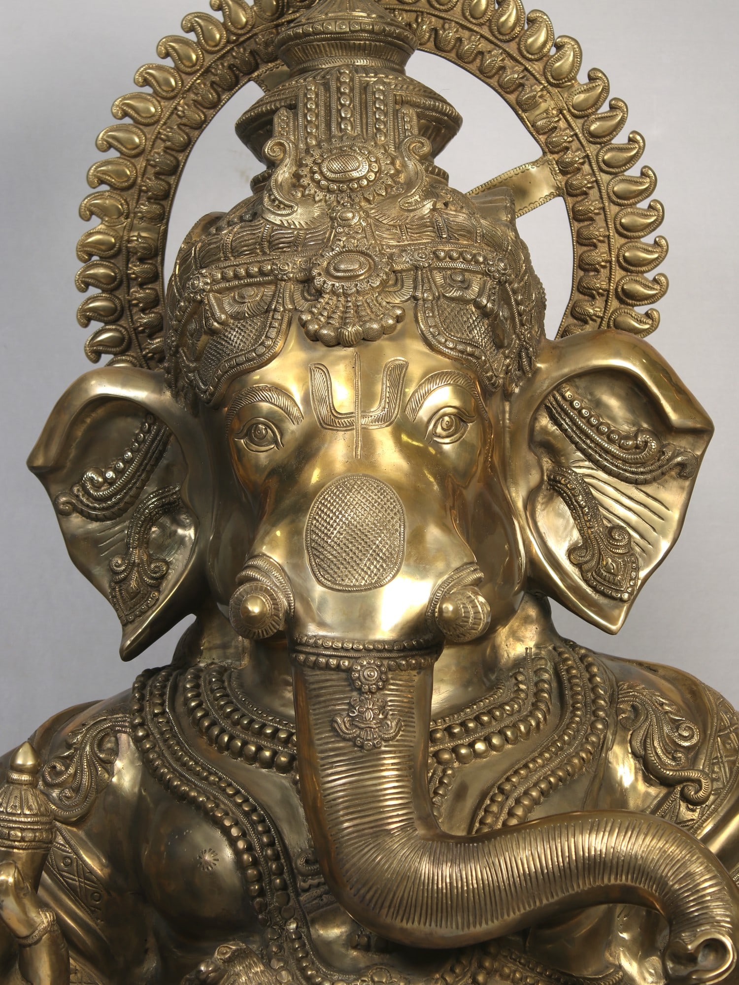 61" Large Chaturbhuja Lord Ganesha | Brass Statue - 2