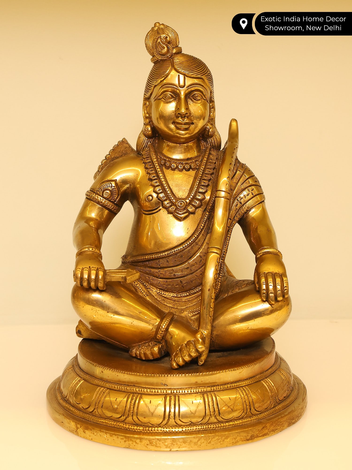 10" Sitting Prabhu Shri Rama Brass Statue - 2