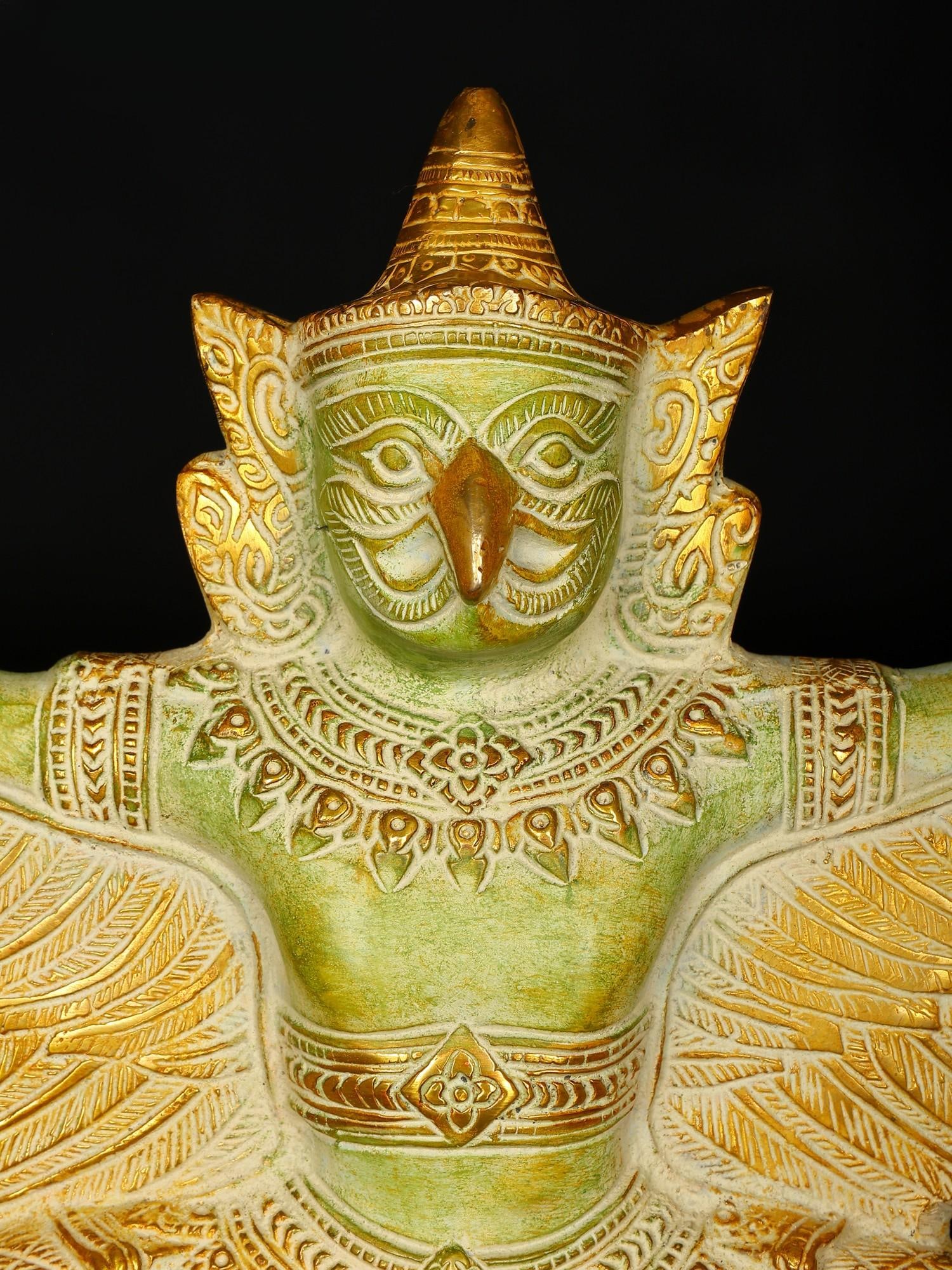 14" Garuda Brass Statue - Vahana of Lord Vishnu - 2