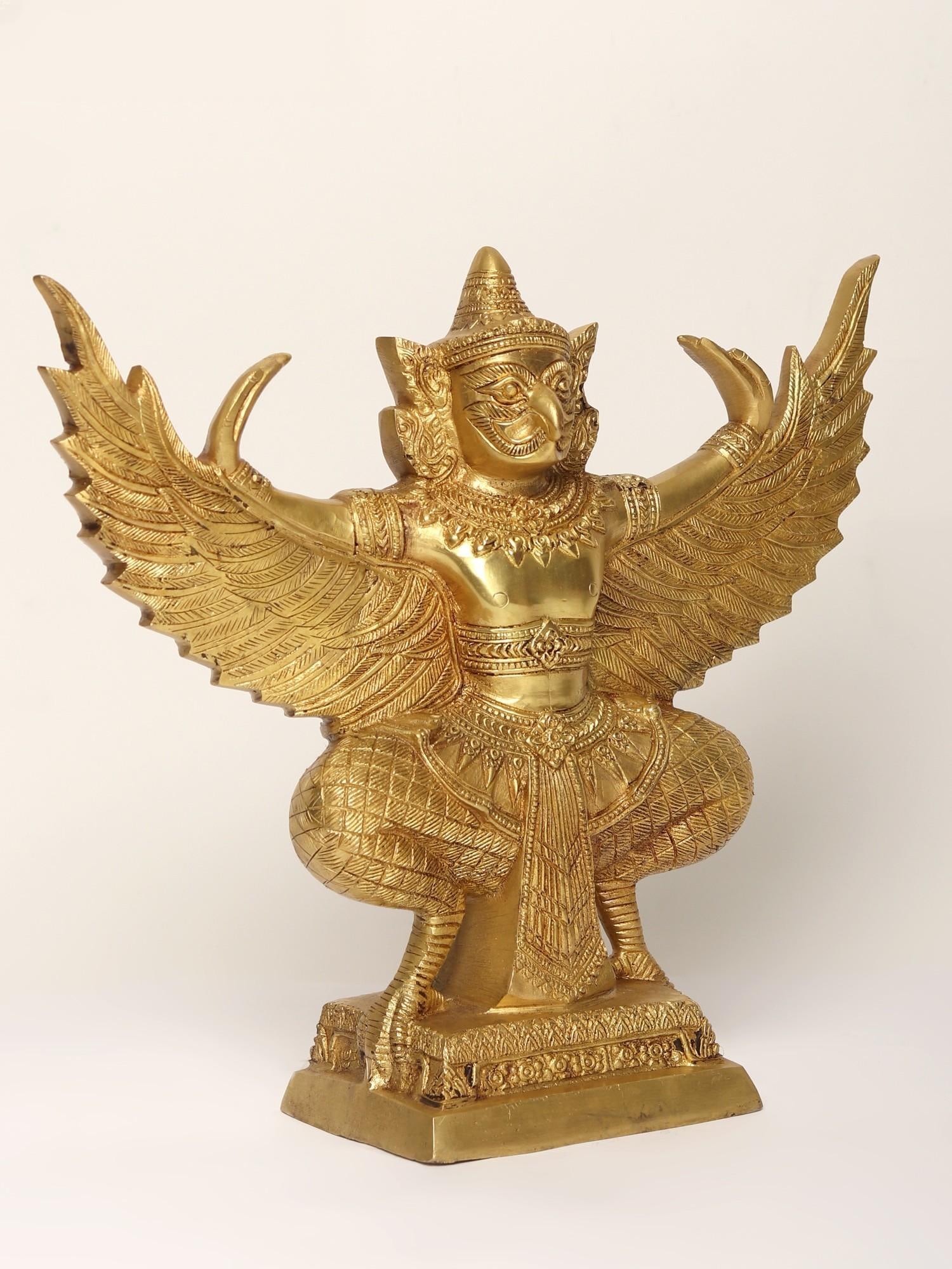 14" Garuda Brass Statue - Vahana of Lord Vishnu - 2