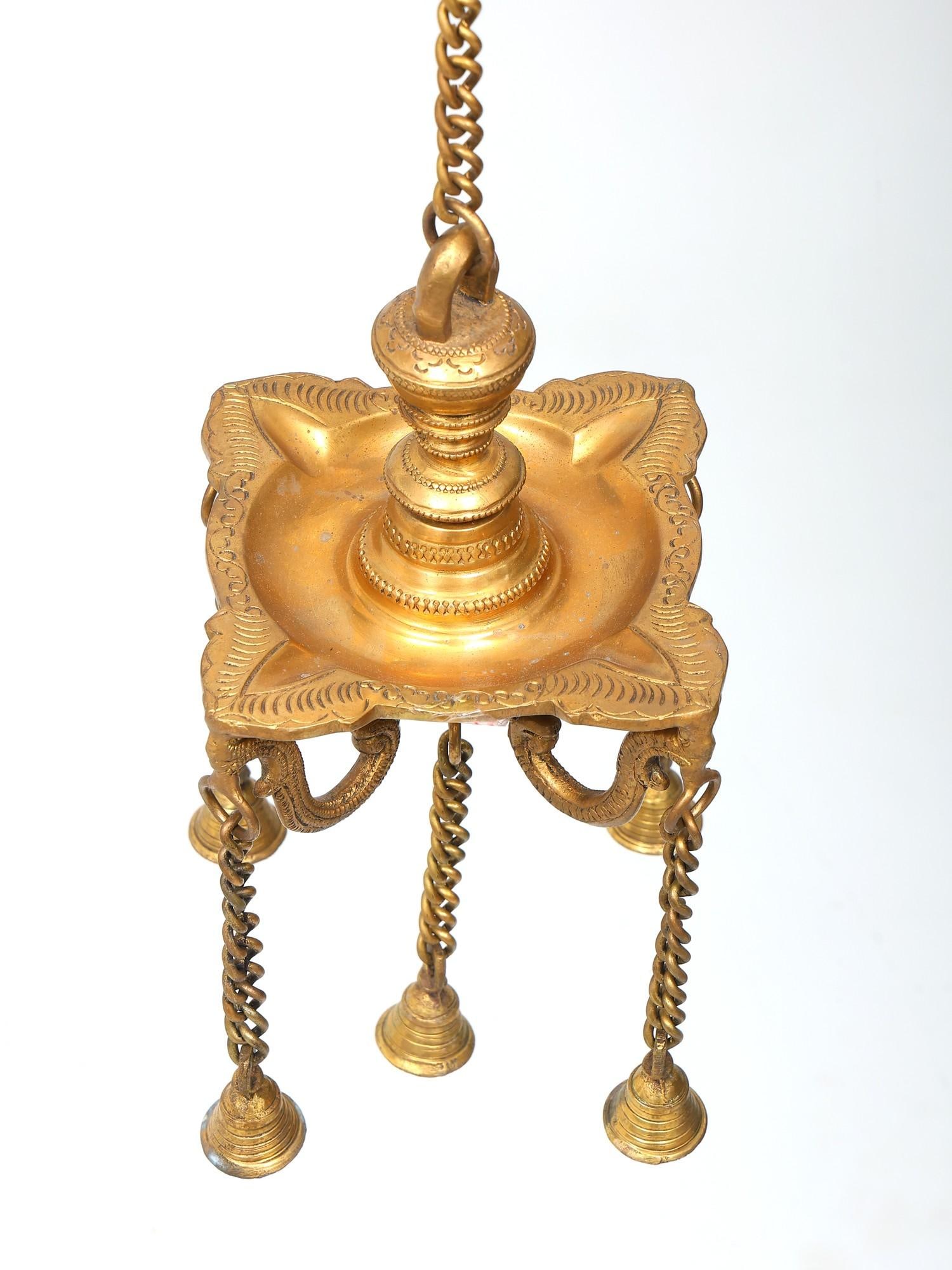 6" Four Wicks Designer Lamp with Dangling Bells - 2