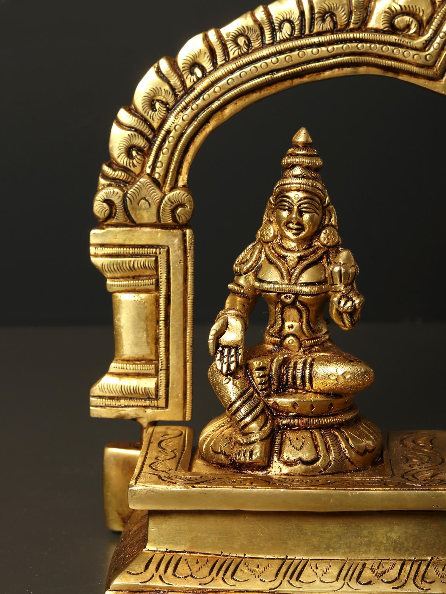 11" Lord Aiyanar with Purana and Pushkala | Brass Statue - 2