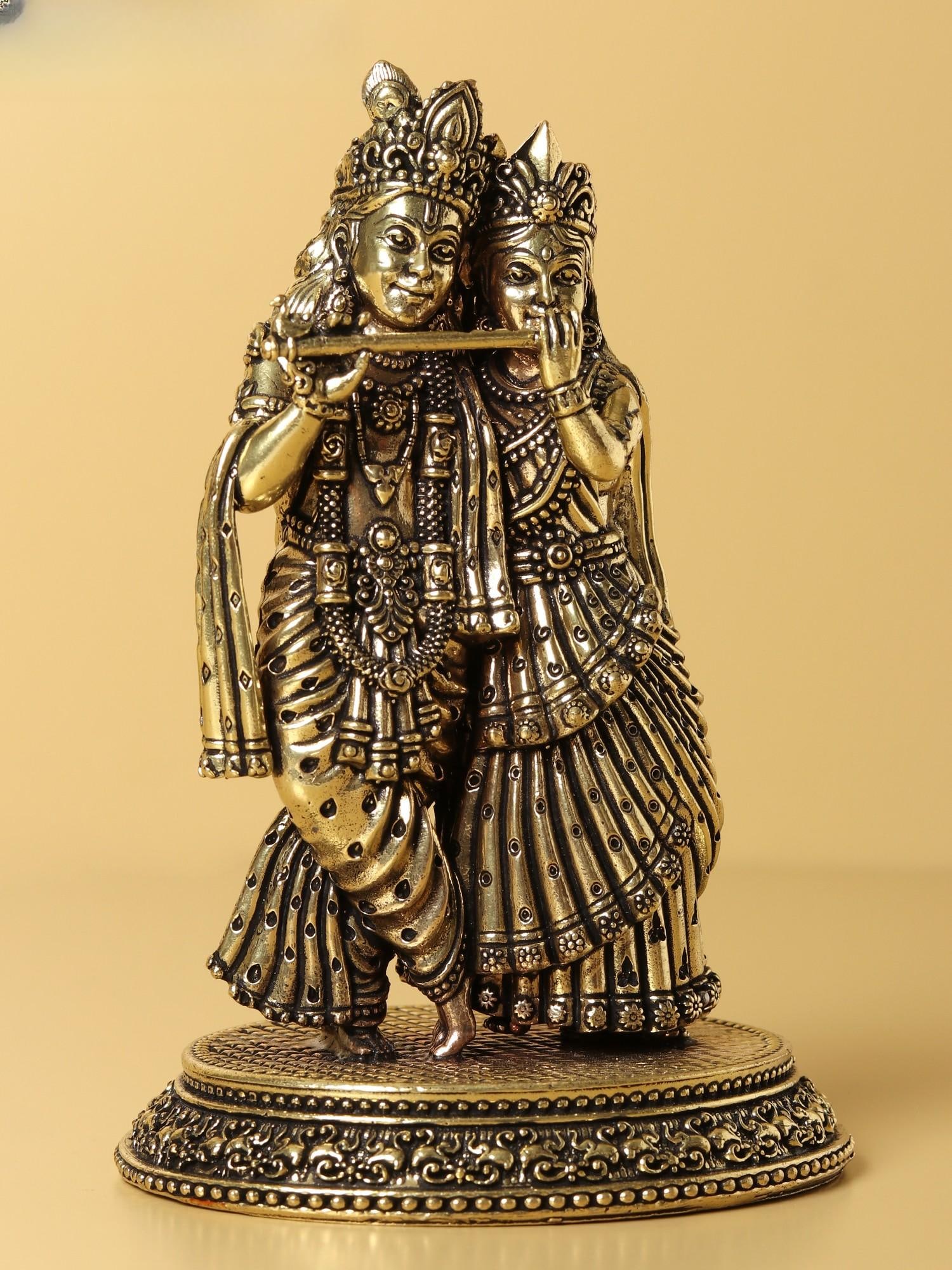 Brass Sculpture of Radha and Krishna (Different Sizes) - 2