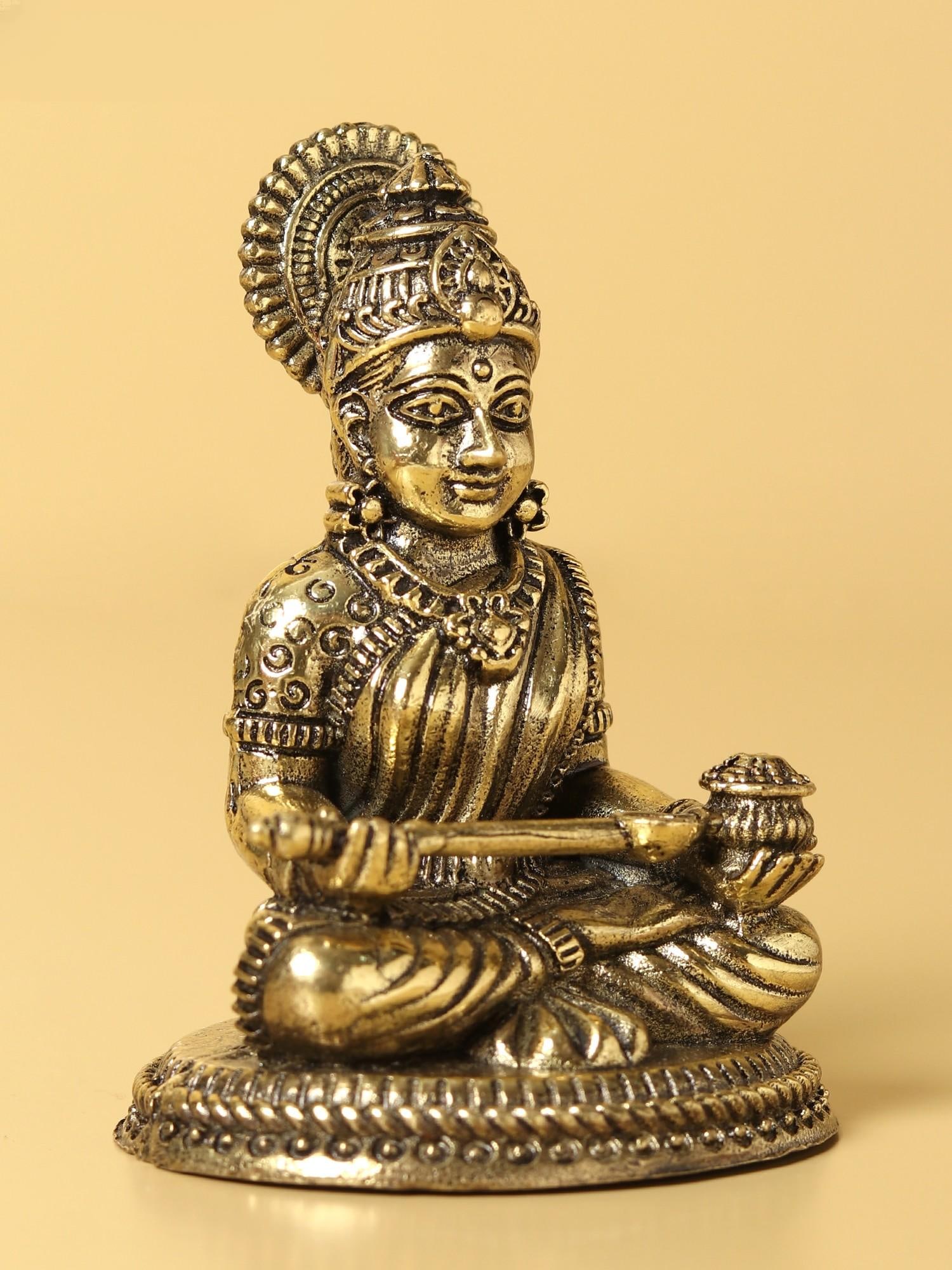 Small Brass Superfine Statue of Goddess Annapurna (Multiple Sizes) - 2