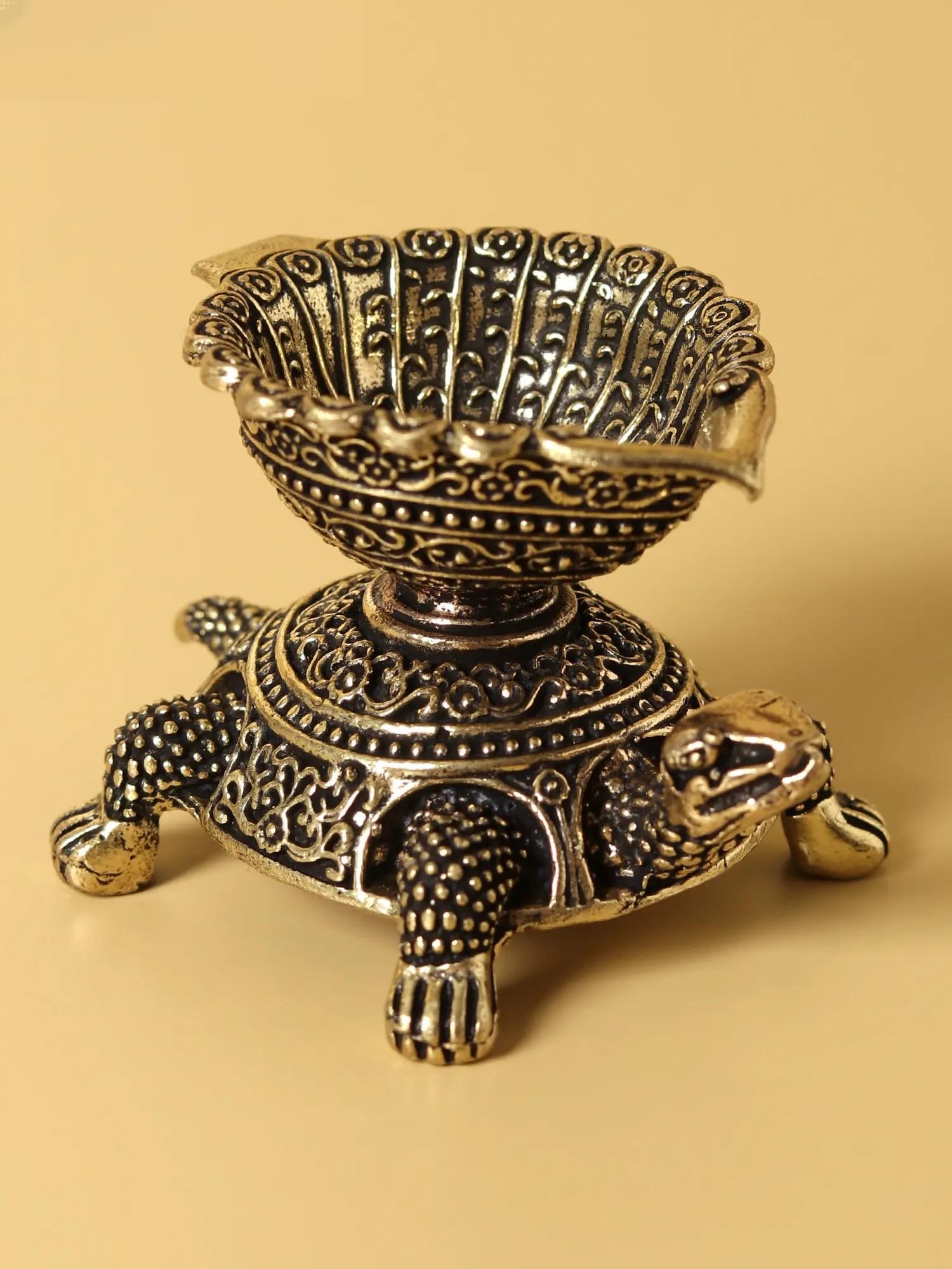 Small Brass Fine Vastu Diya of Turtle - 2