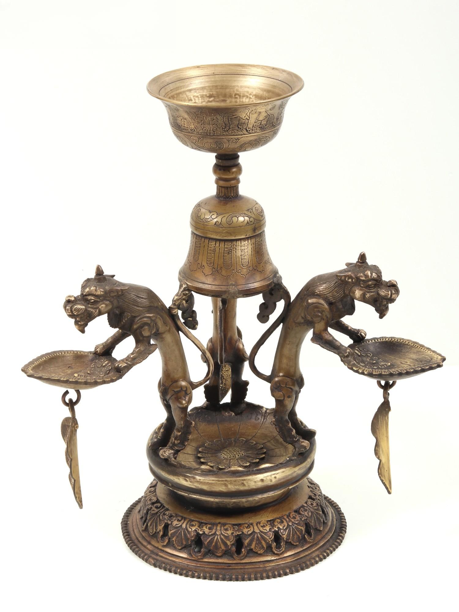 12" Nepali Temple Lion Lamp - 2
