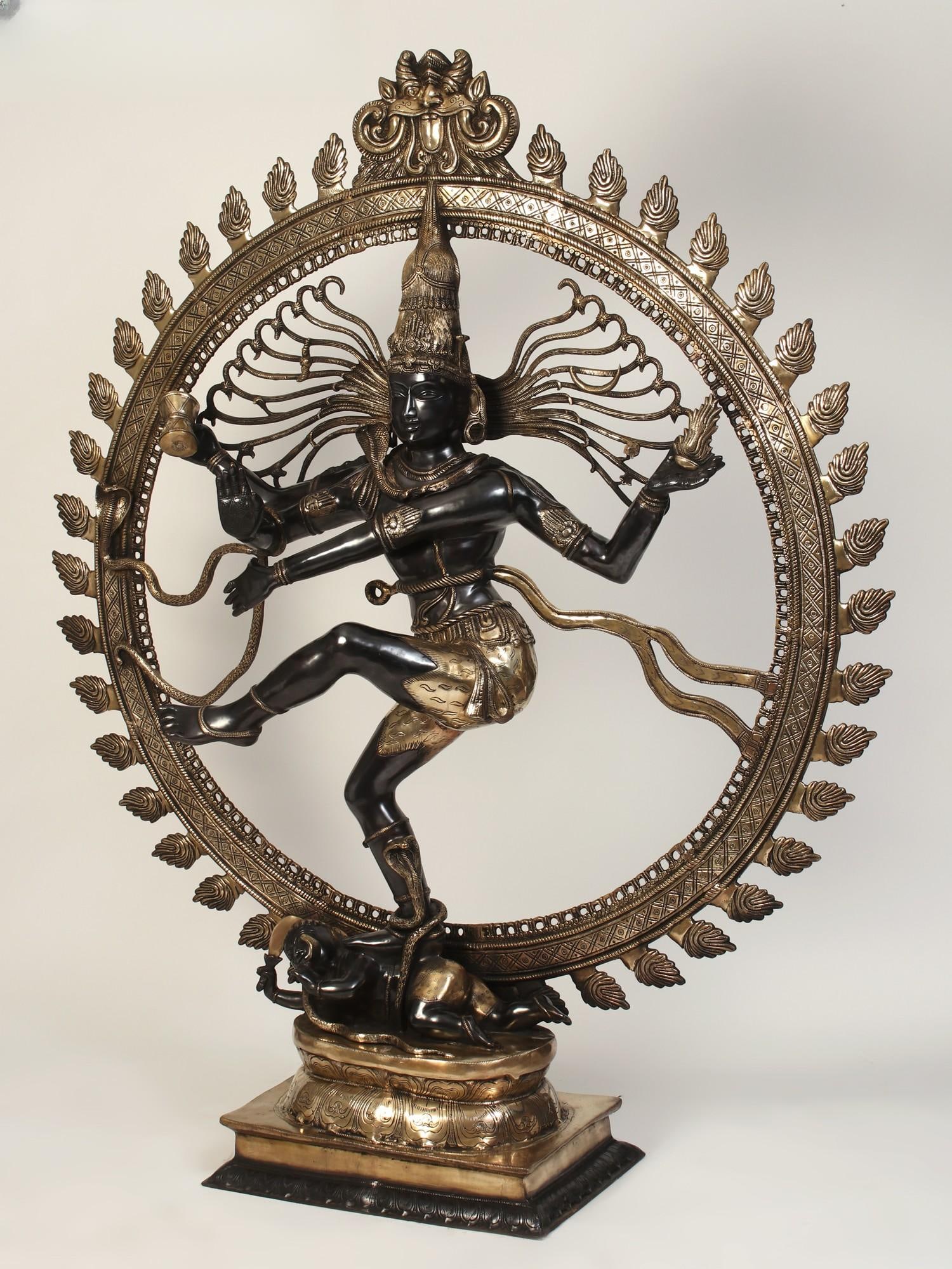72" Large Black and Golden Nataraja (Dancing Lord Shiva) | Brass Statue - 2