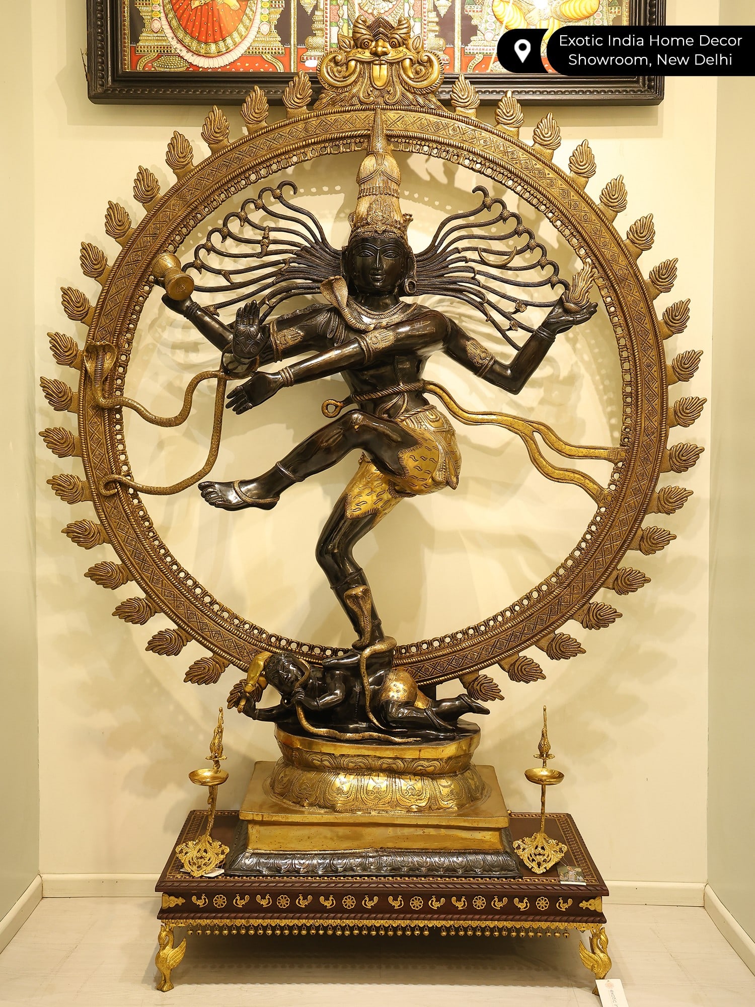72" Large Black and Golden Nataraja (Dancing Lord Shiva) | Brass Statue - 2