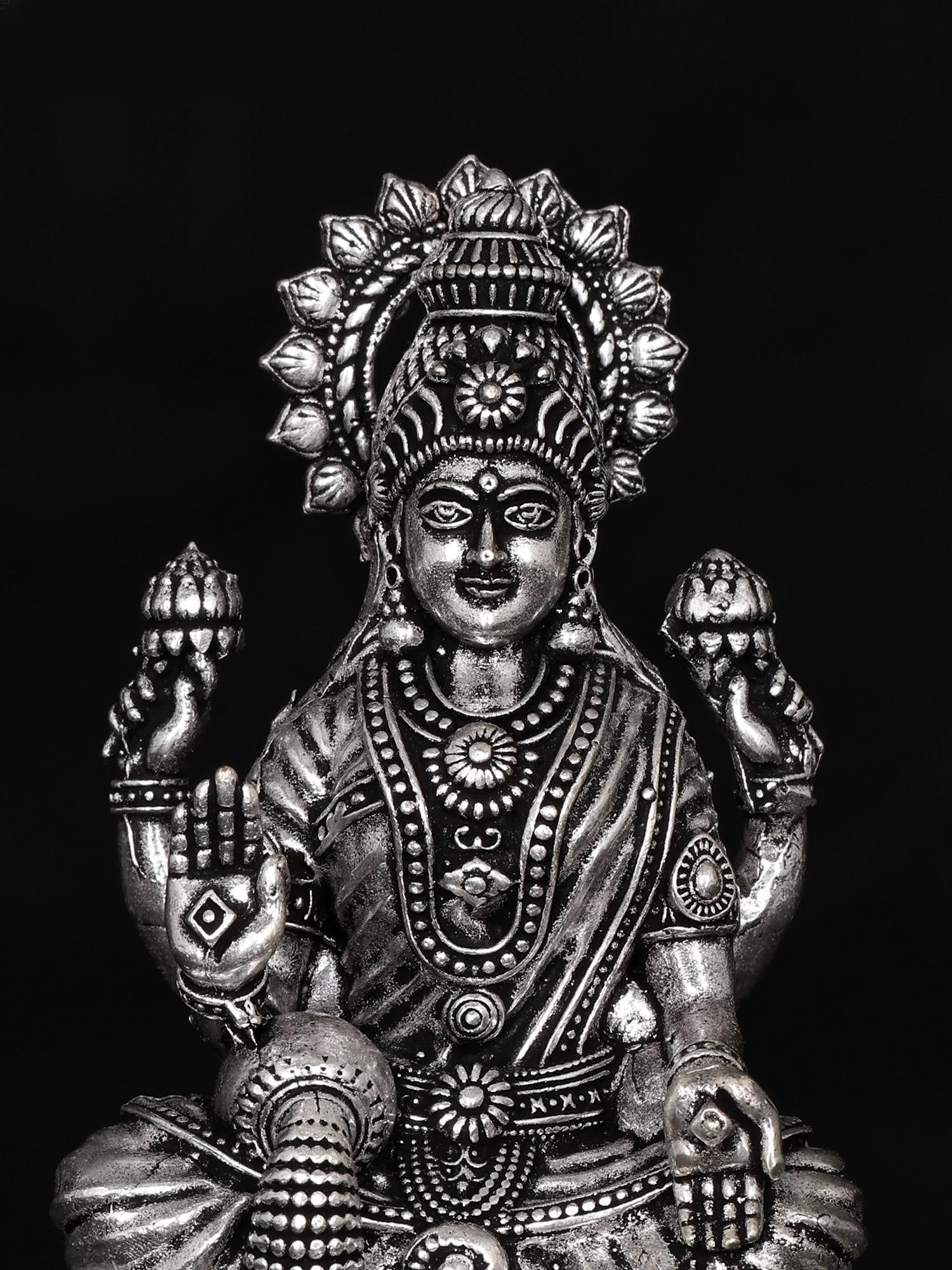 Small Fine Quality Goddess Dhana Lakshmi Brass Statue - 2
