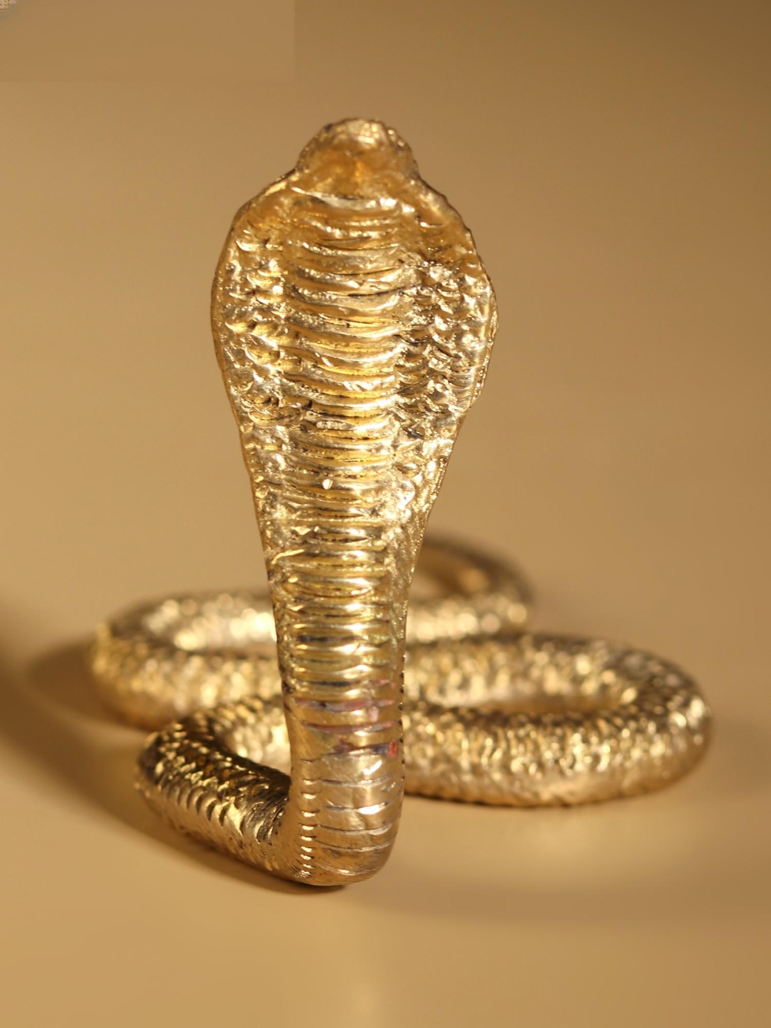 3" Small Brass Serpent Figurine - 2