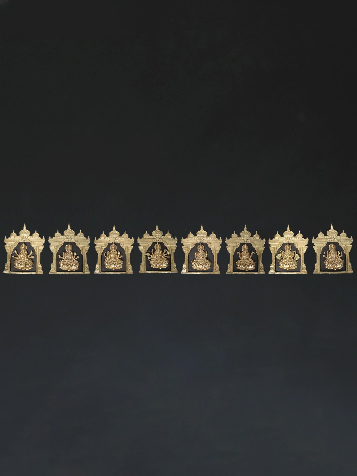 15" Brass Ashtalakshmi (Goddess of Prosperity and Wealth) | Wall Decor - 2