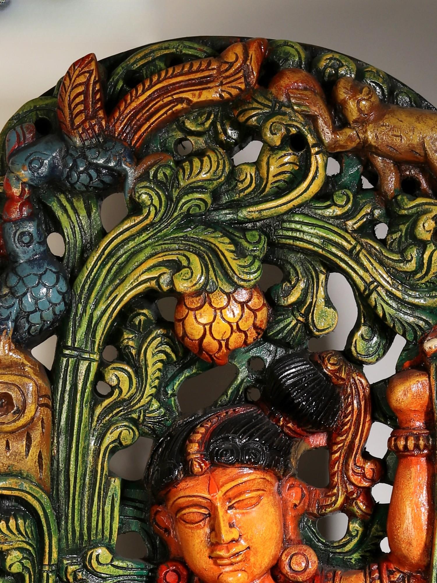 36" Large Wood Beautiful Apsara Idol - 2