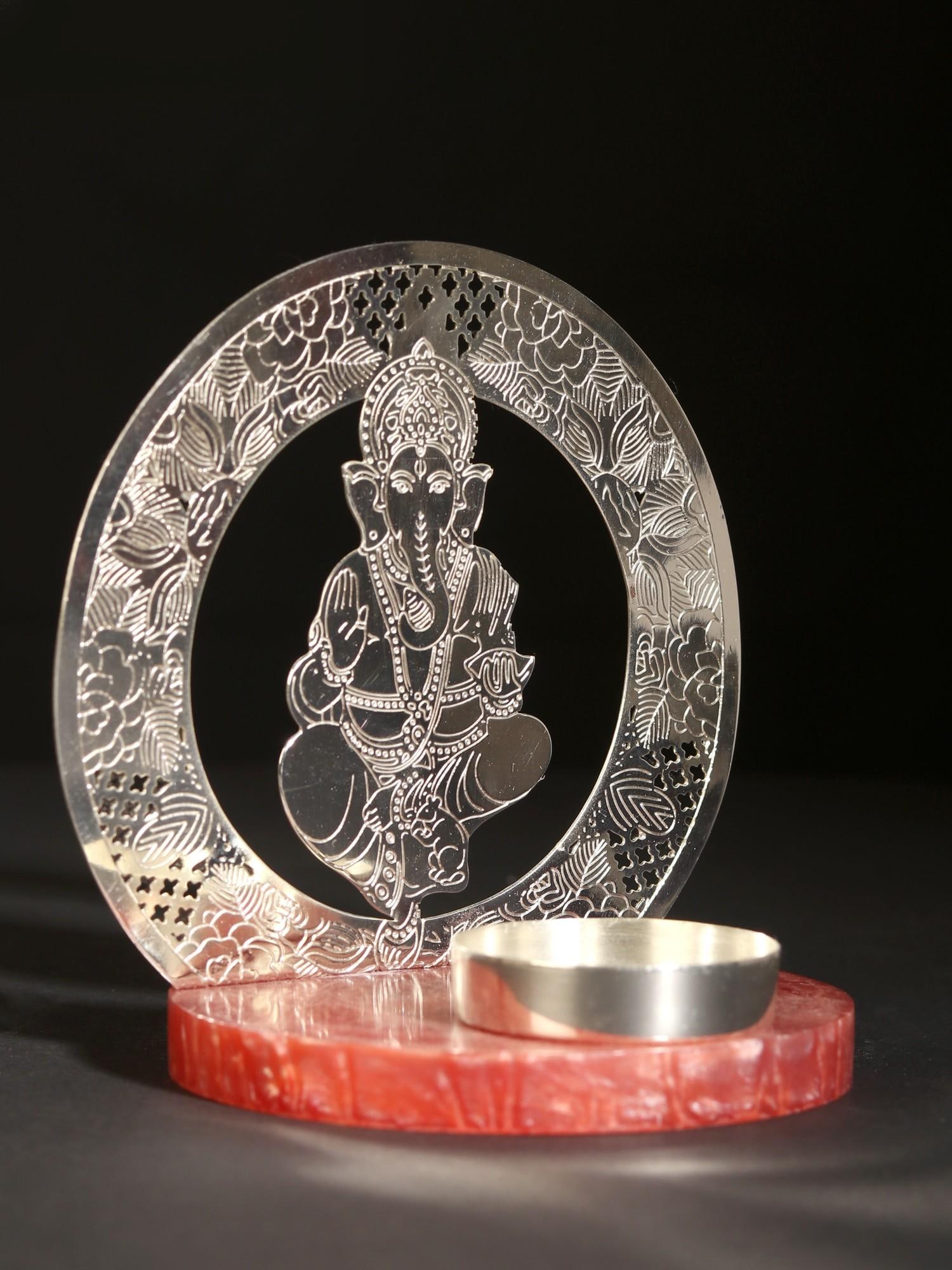 Ganesha T-Light Candle Holder on Resin Base - 2