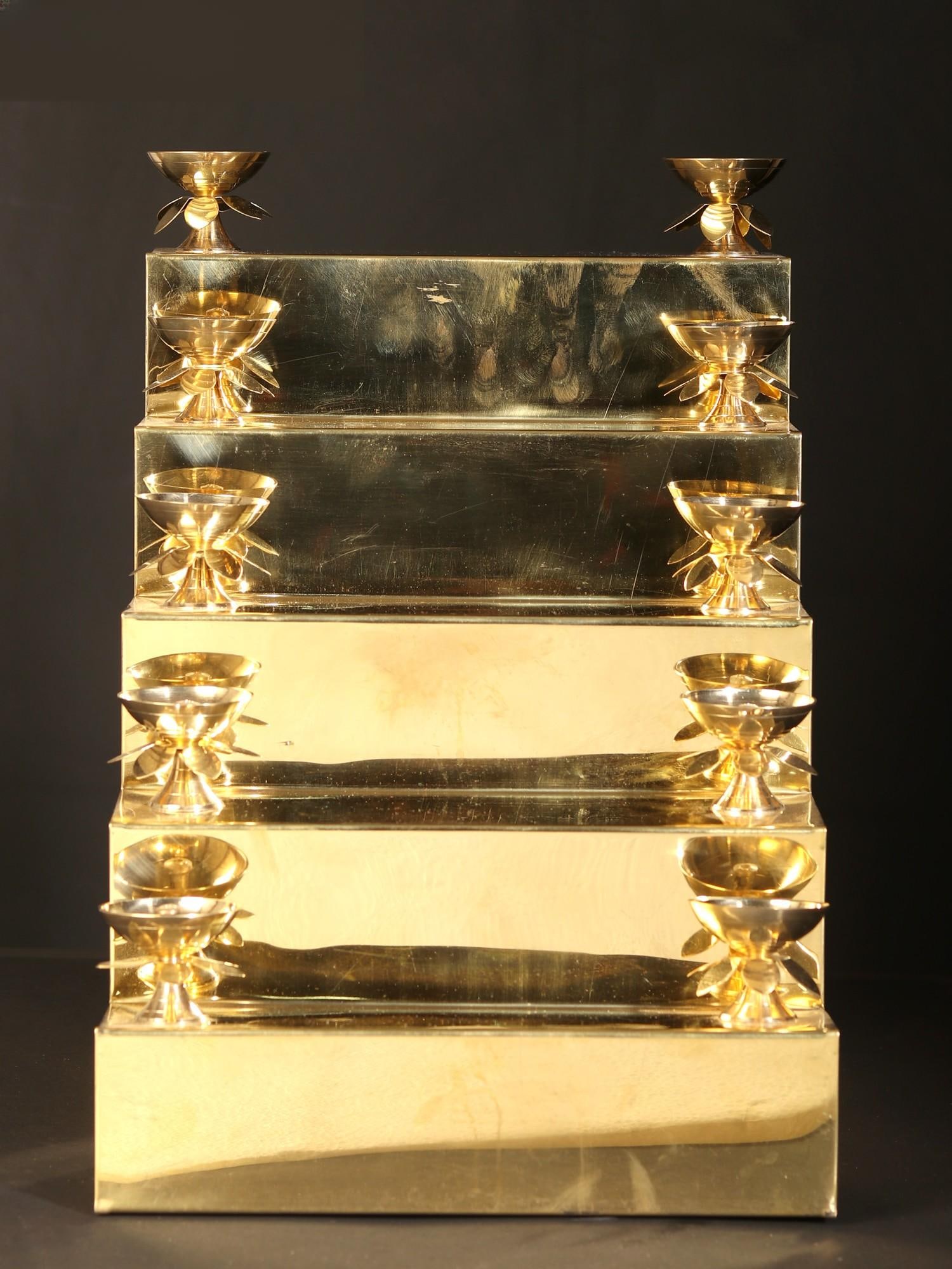 Lotus Diya on Multi Steps Stair Stand | Wall Decor Items | Table Decor Piece - 2