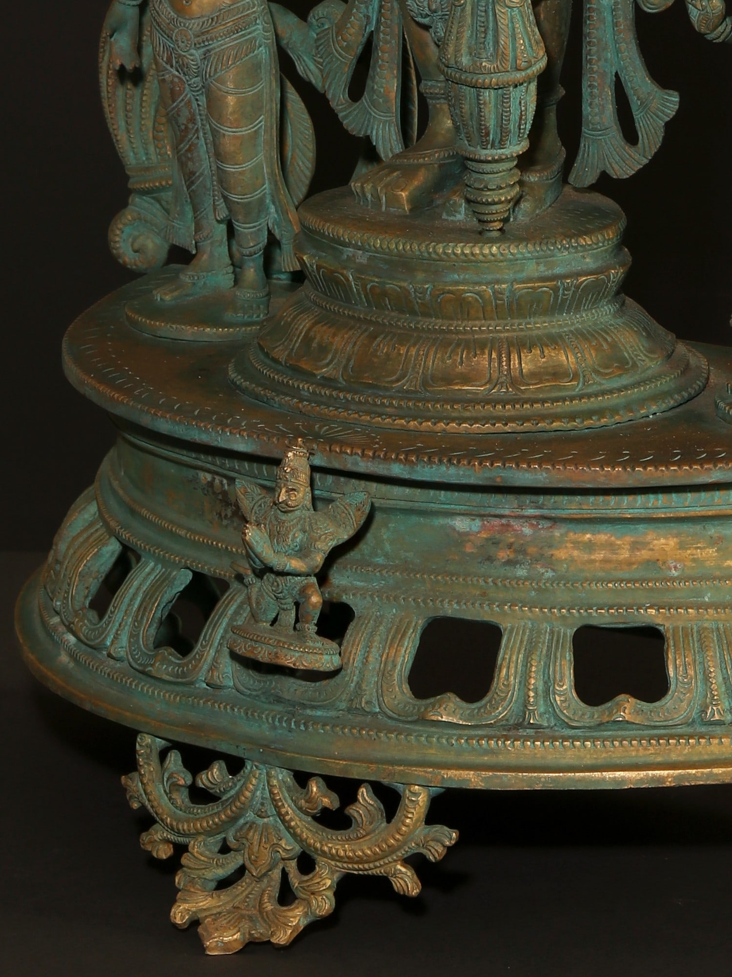 33" Large Standing Lord Vishnu Idol with Sridevi and Bhudevi | Bronze Statue - 2