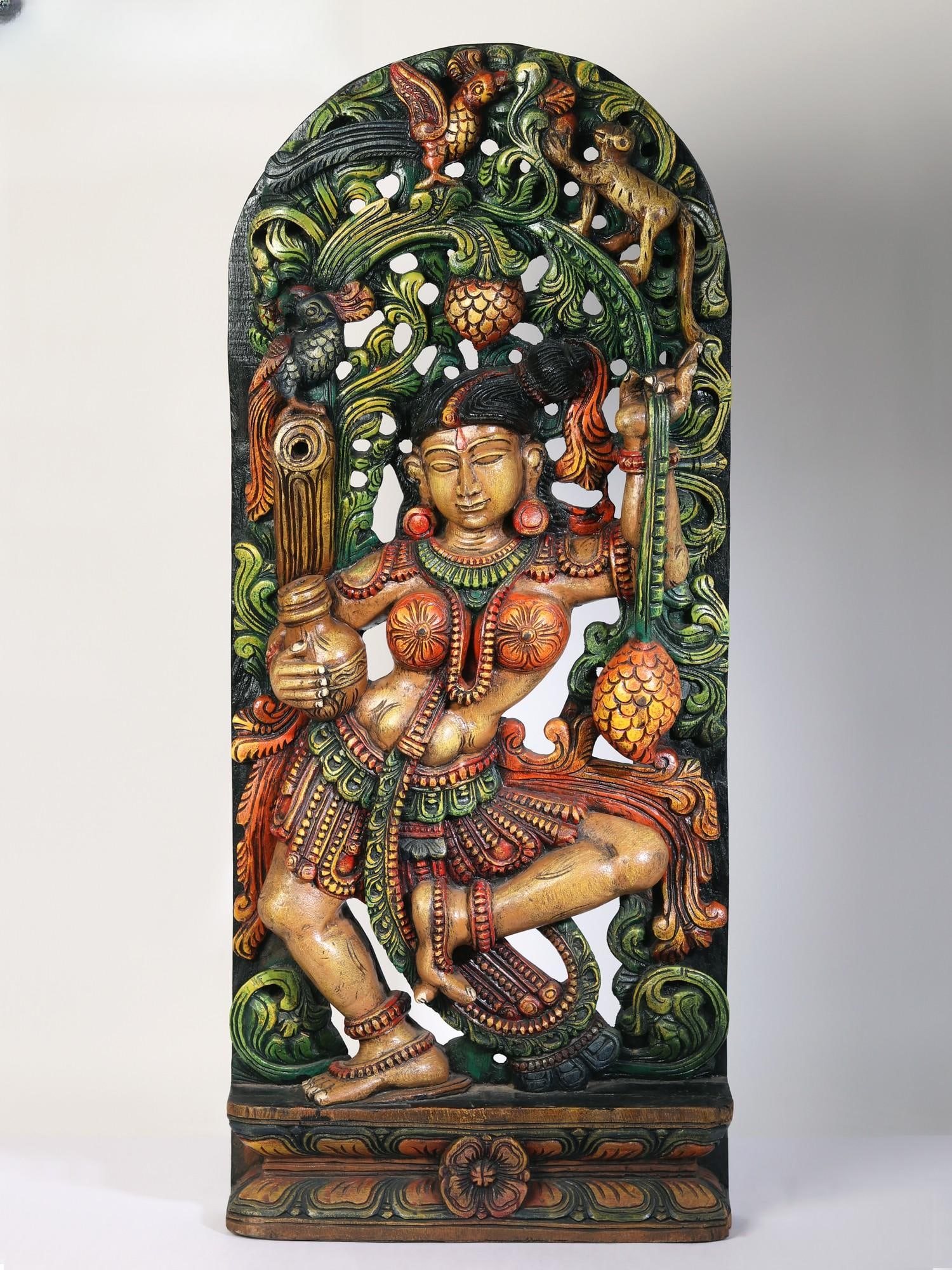 36" Large Wood Statue Of Beautiful Apsara With Water Pot: Title: 36" Large Wood Statue Of Beautiful Apsara With Water Pot Description: Reference: itemcode: DDF375 Reserve: $823.00 Shipping: Domestic: Flat-rate of $91.00 to anywhere within the contiguous U.S.