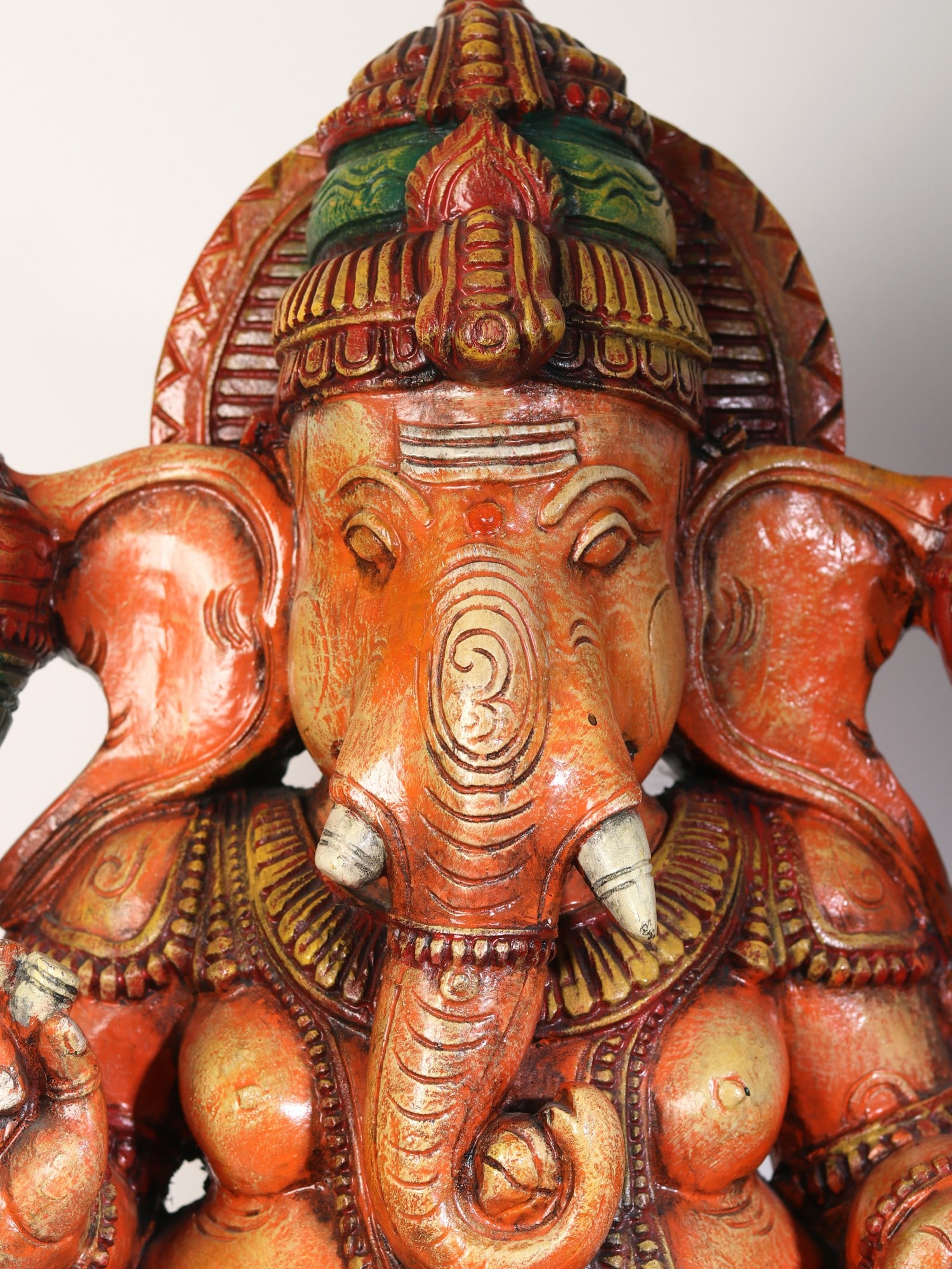 36" Large Wood Attractive Six Hands Ganesha Idol - 2