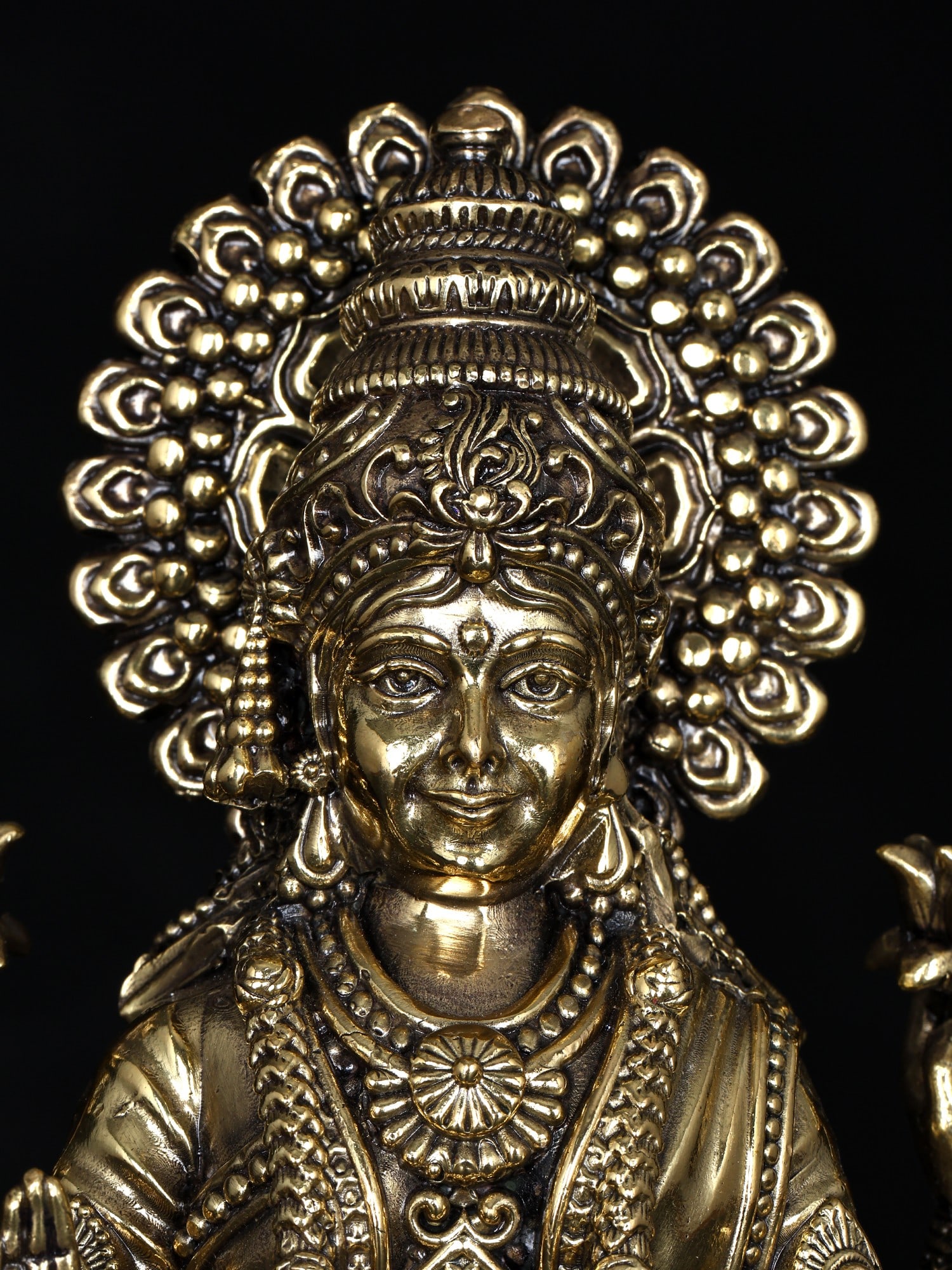 7" Brass Superfine Goddess Dhanalakshmi Sculpture - 2
