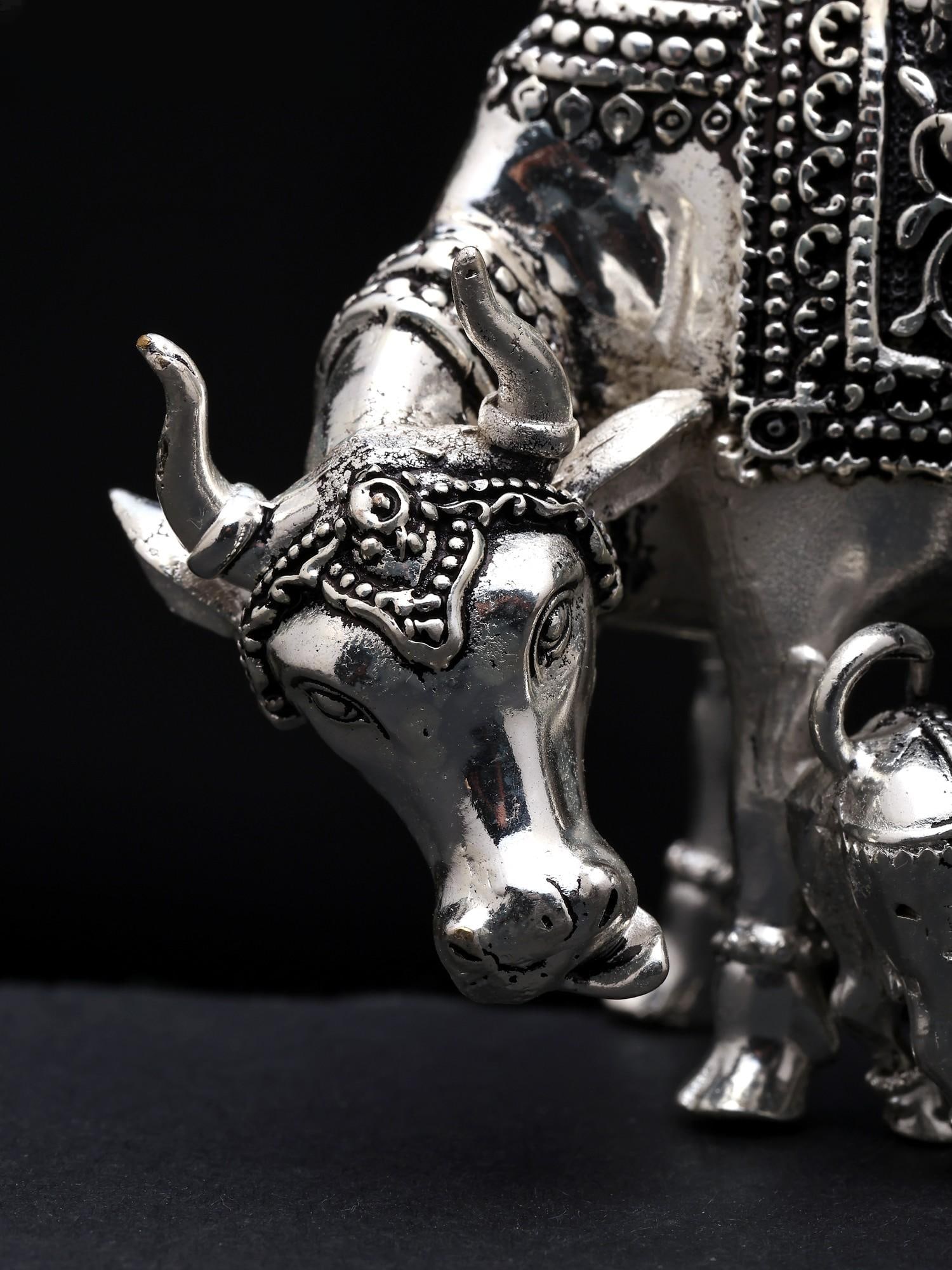 Small Superfine Cow and Calf | Brass Statue - 2