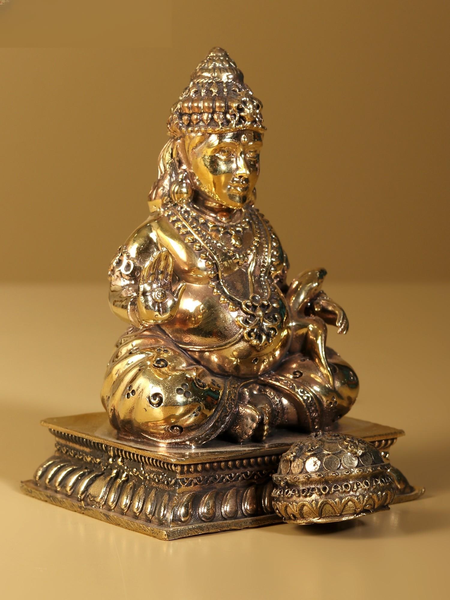Small Superfine Blessing Lord Kubera Brass Statue (Multiple Sizes) - 2