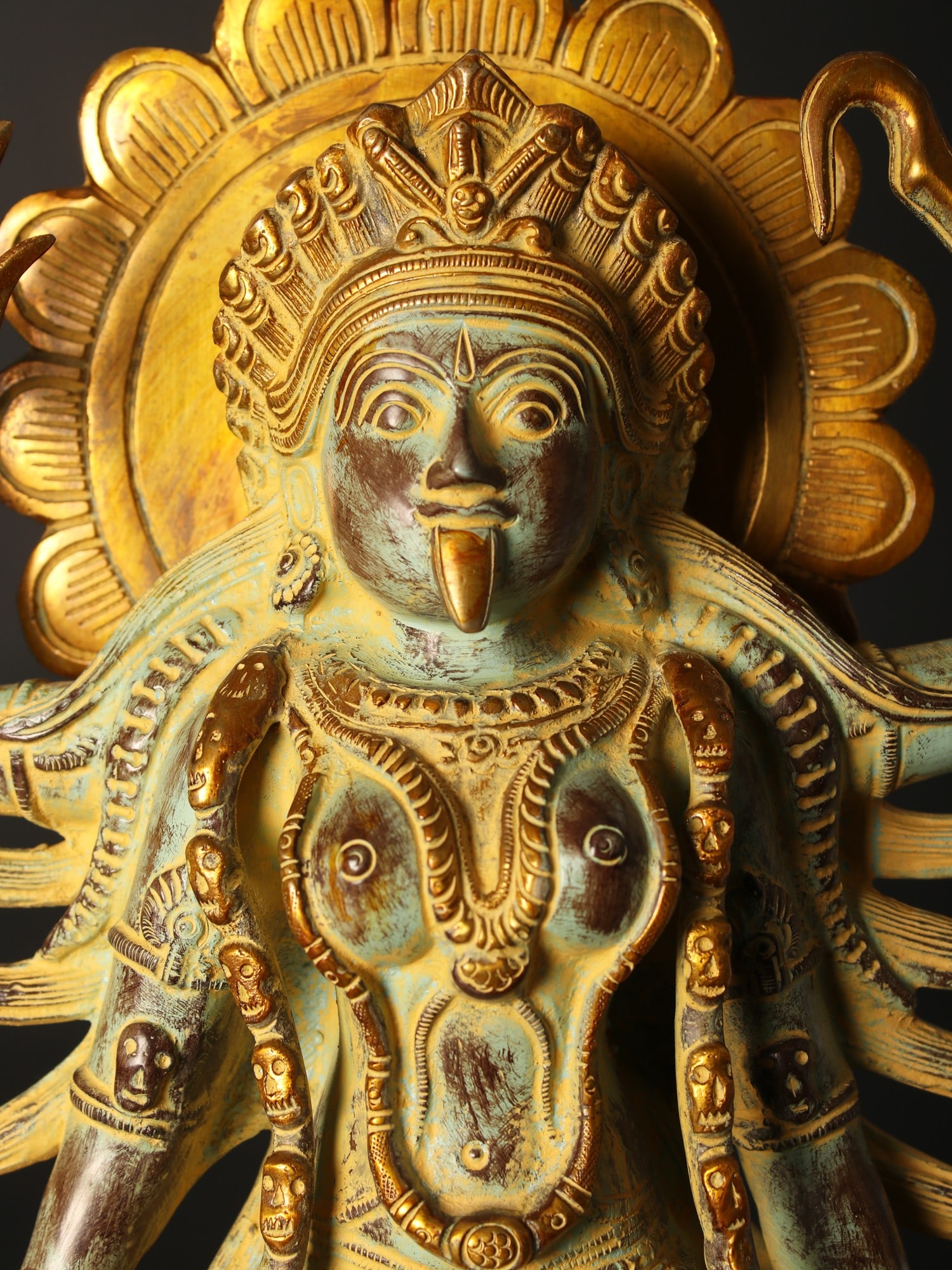 18" Brass Sculpture Of Chaturbhuja Kali - 2